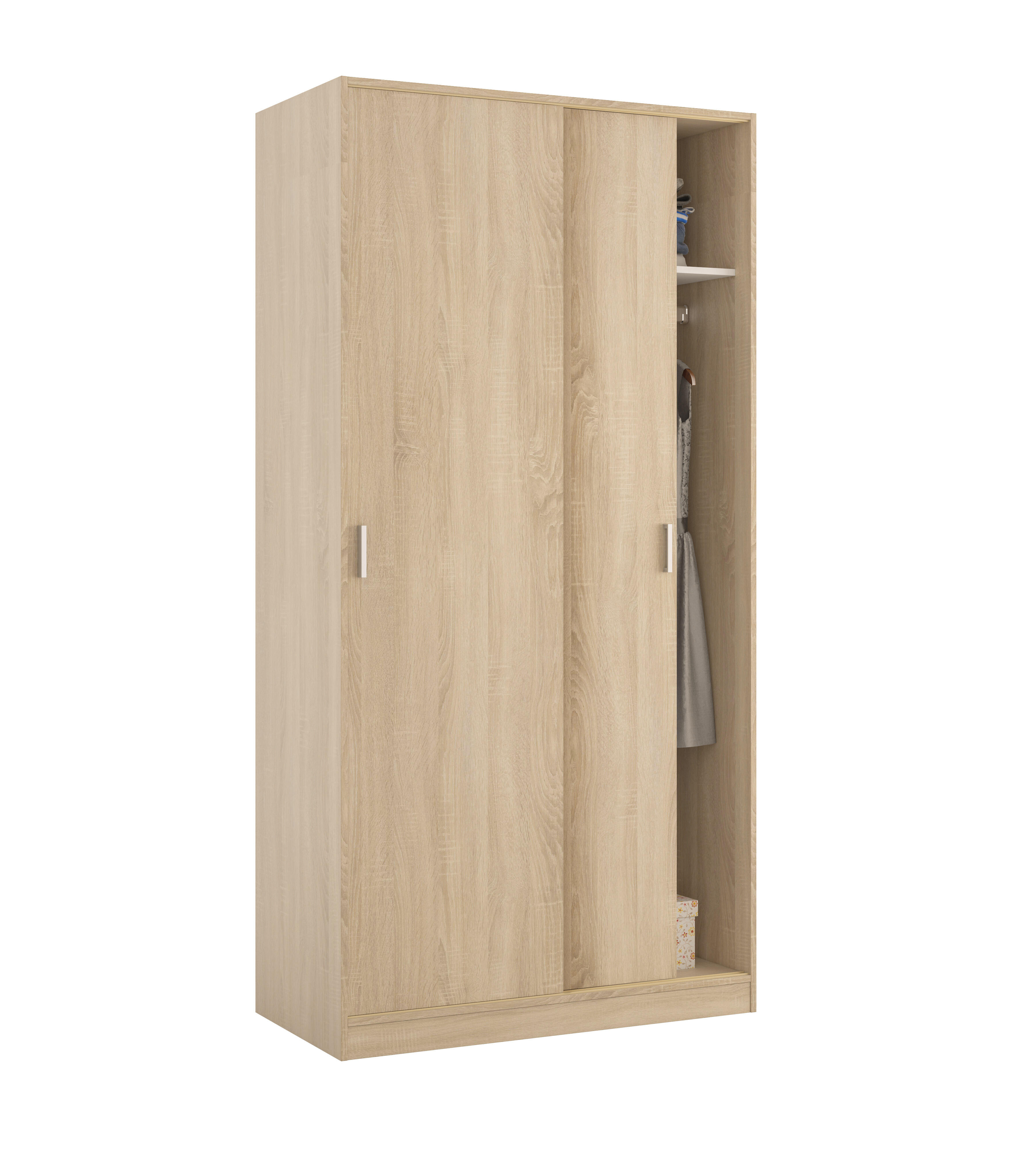 Armario puerta corredera canadian 100x200x50cm con 2 puertas color roble