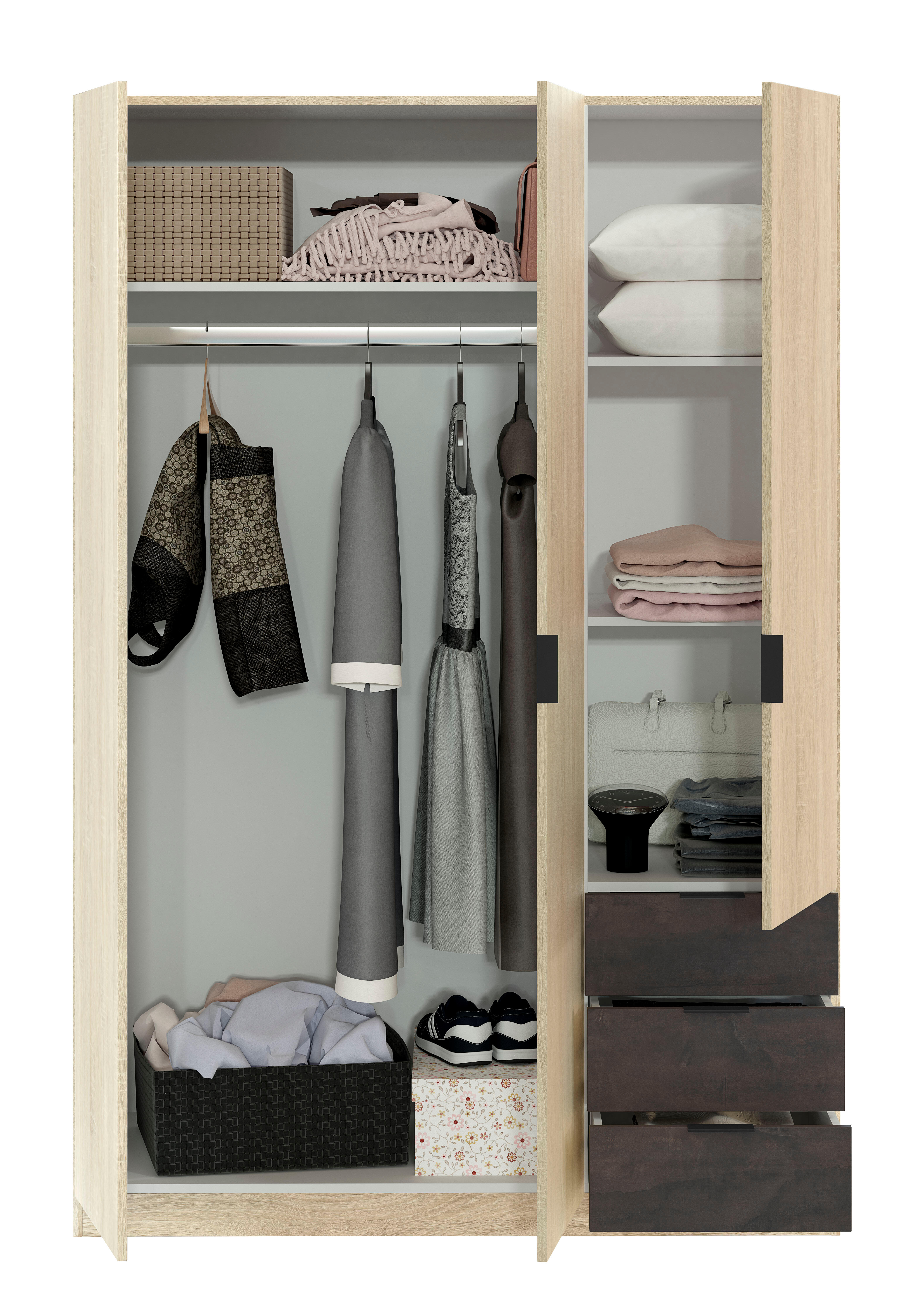 Armario puerta abatible Milo 121x180x52cm roble - 4