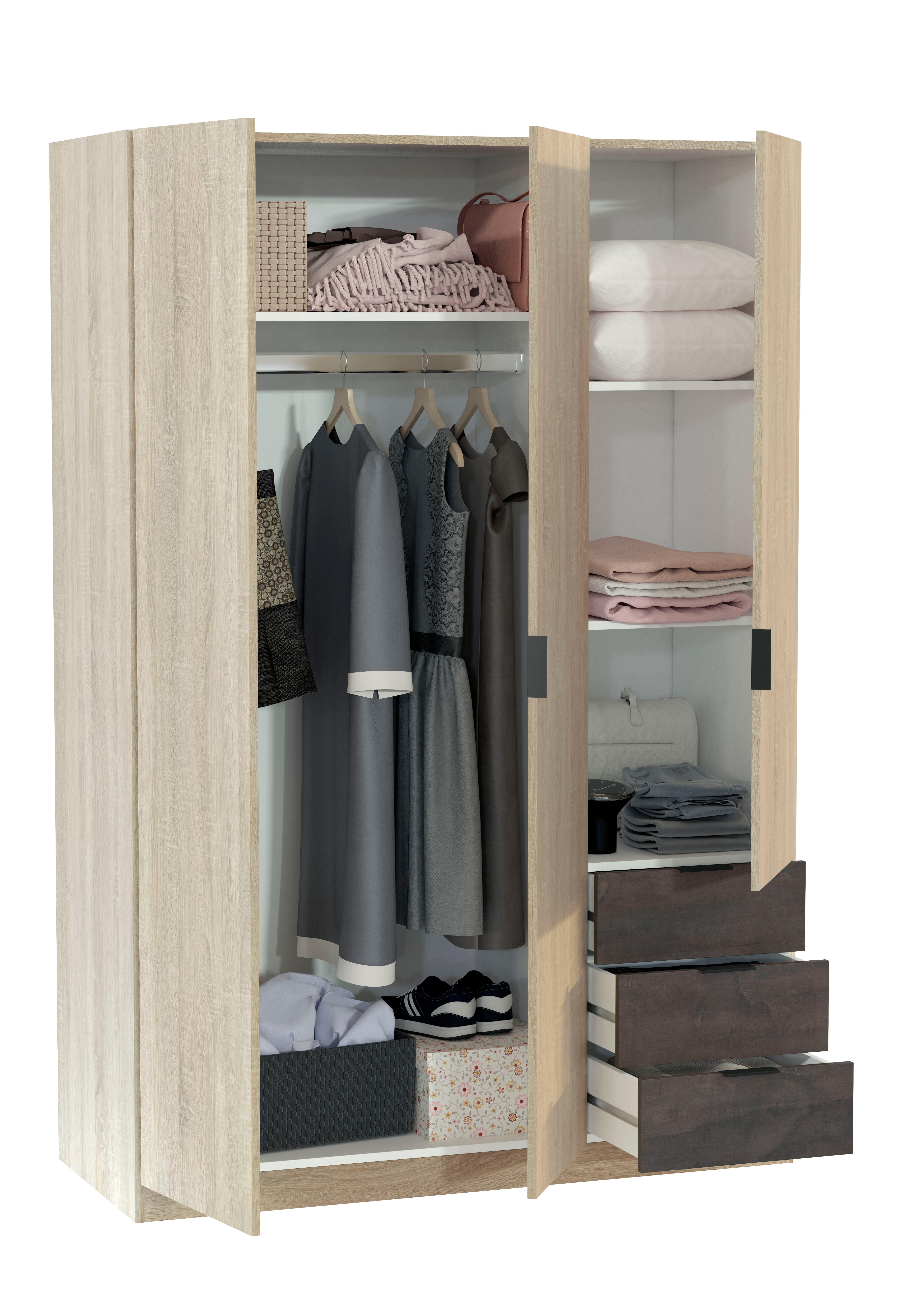 Armario puerta abatible Milo 121x180x52cm roble - 6