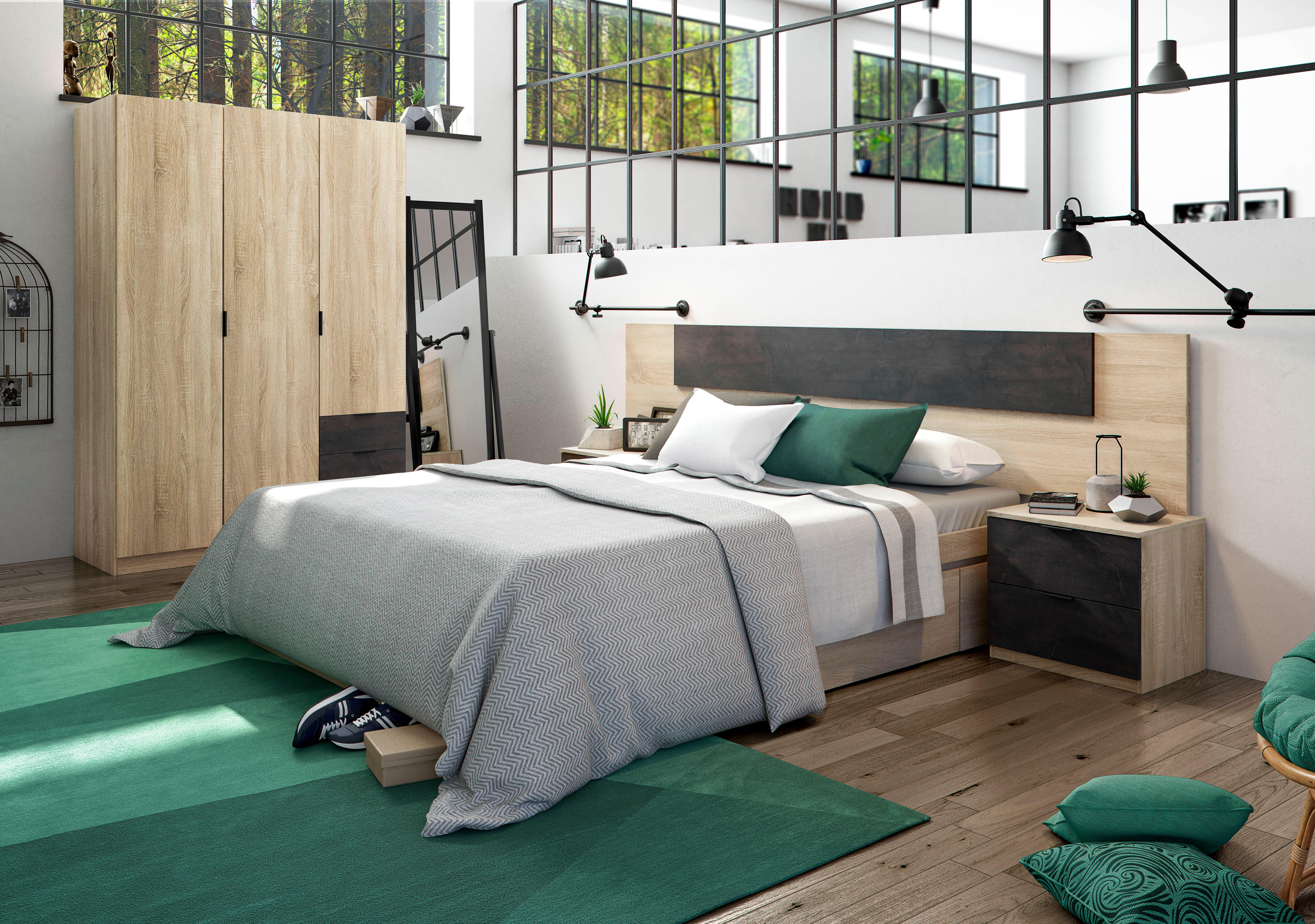 Armario puerta abatible Milo 121x180x52cm roble - 11