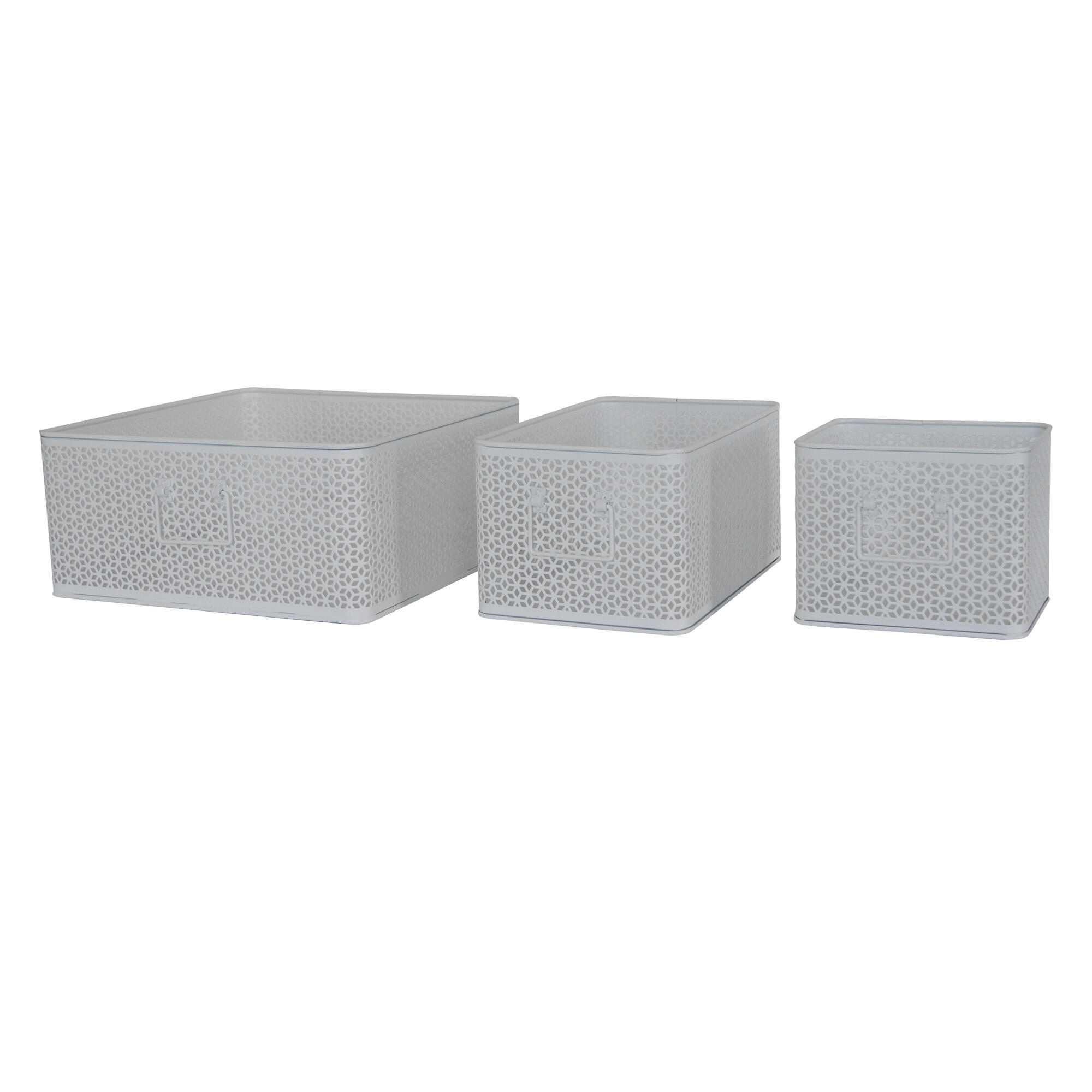 Kit de 3 cestas de metal archi blanco de 31.8x14x31.8 cm