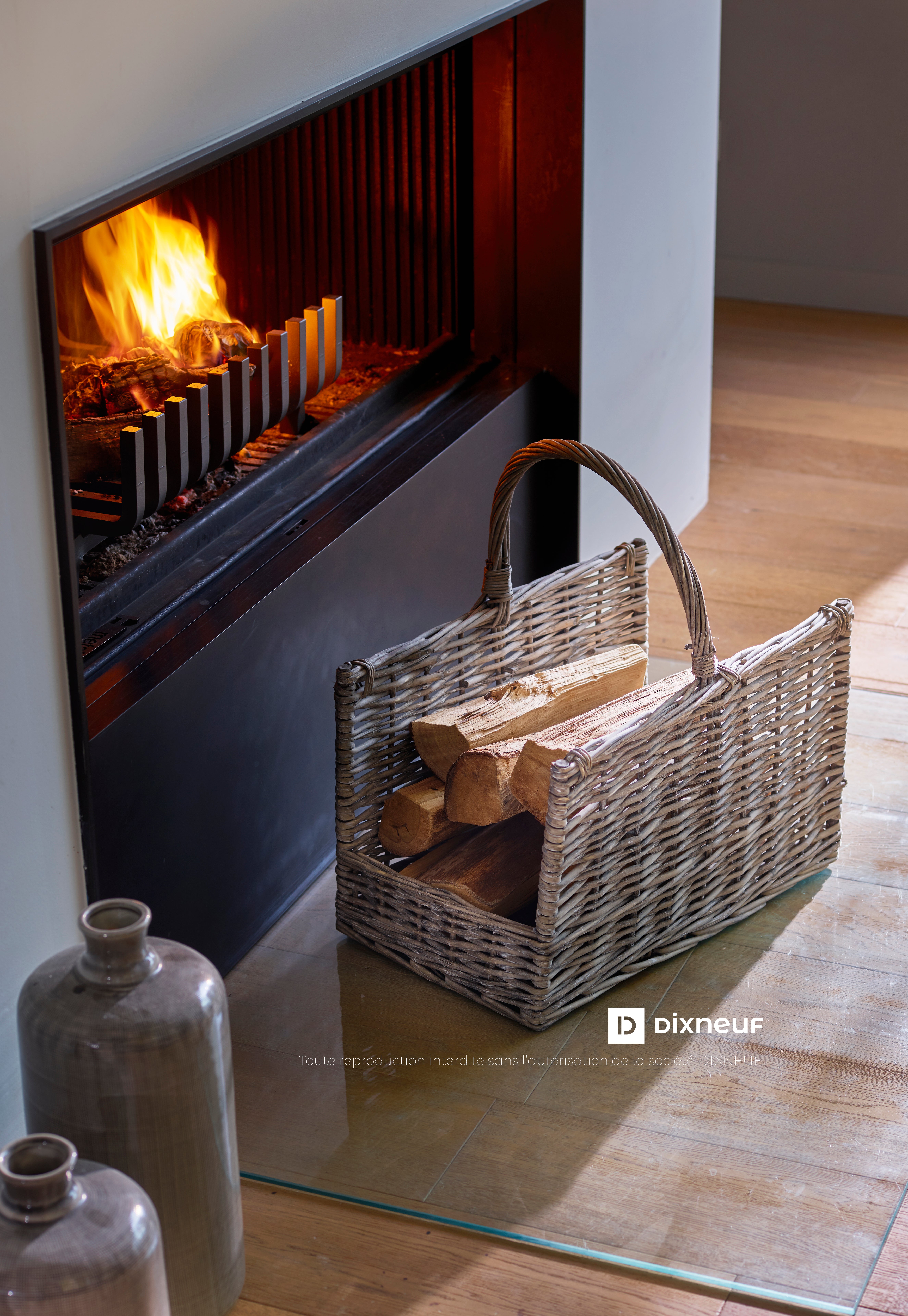 Panier à bûches gris DIXNEUF 005.1159 l.53 x H.57 cm - 2