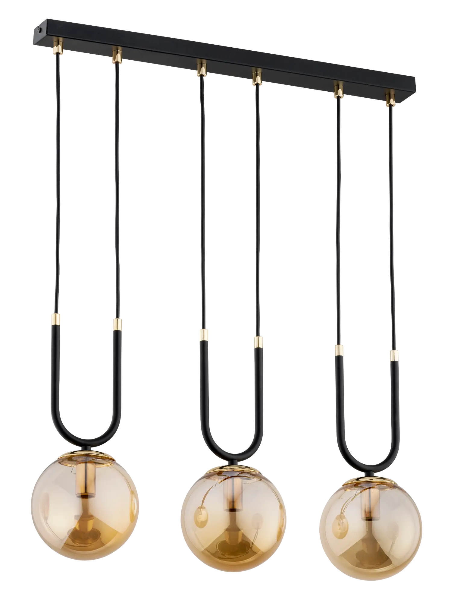 Lampa wisząca Gemma czarno-bursztynowa 3 x E27 Alfa