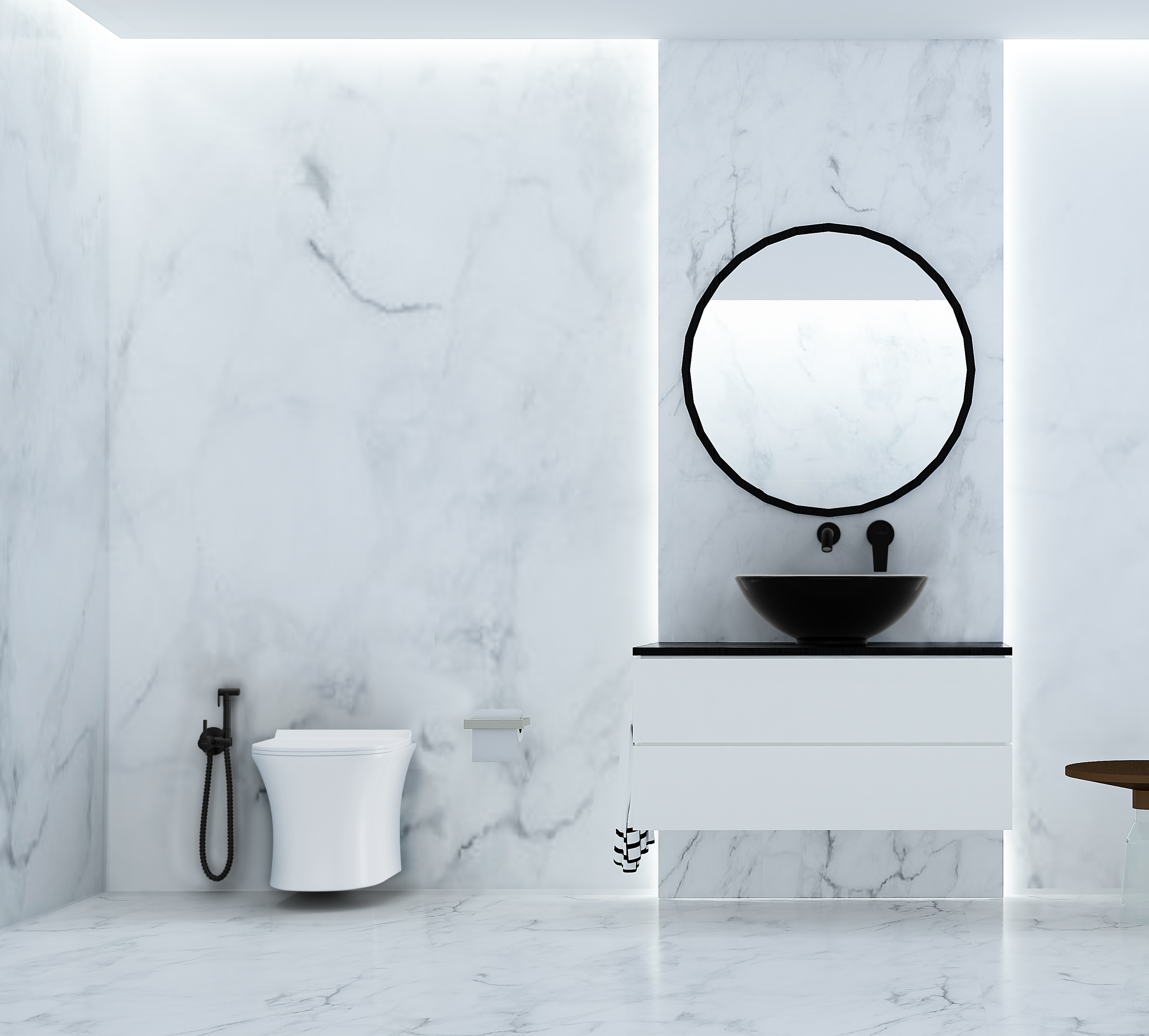 Bateria system podtynkowa bidetowa Trend Czarna Invena - 3