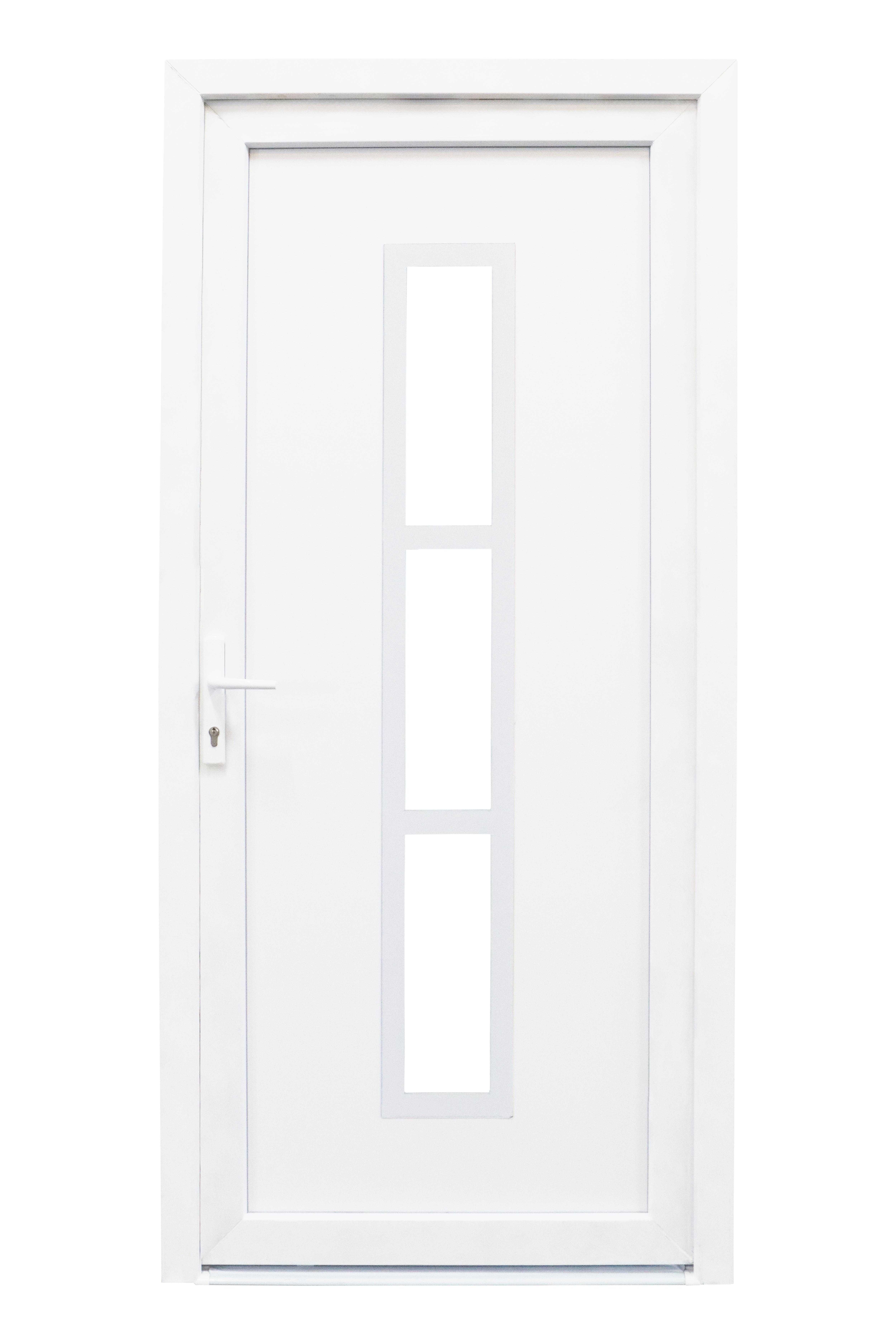Puerta de entrada serie Basic pvc Alabama diseño rústico color blanco apertura derecha 208x98cm - 3