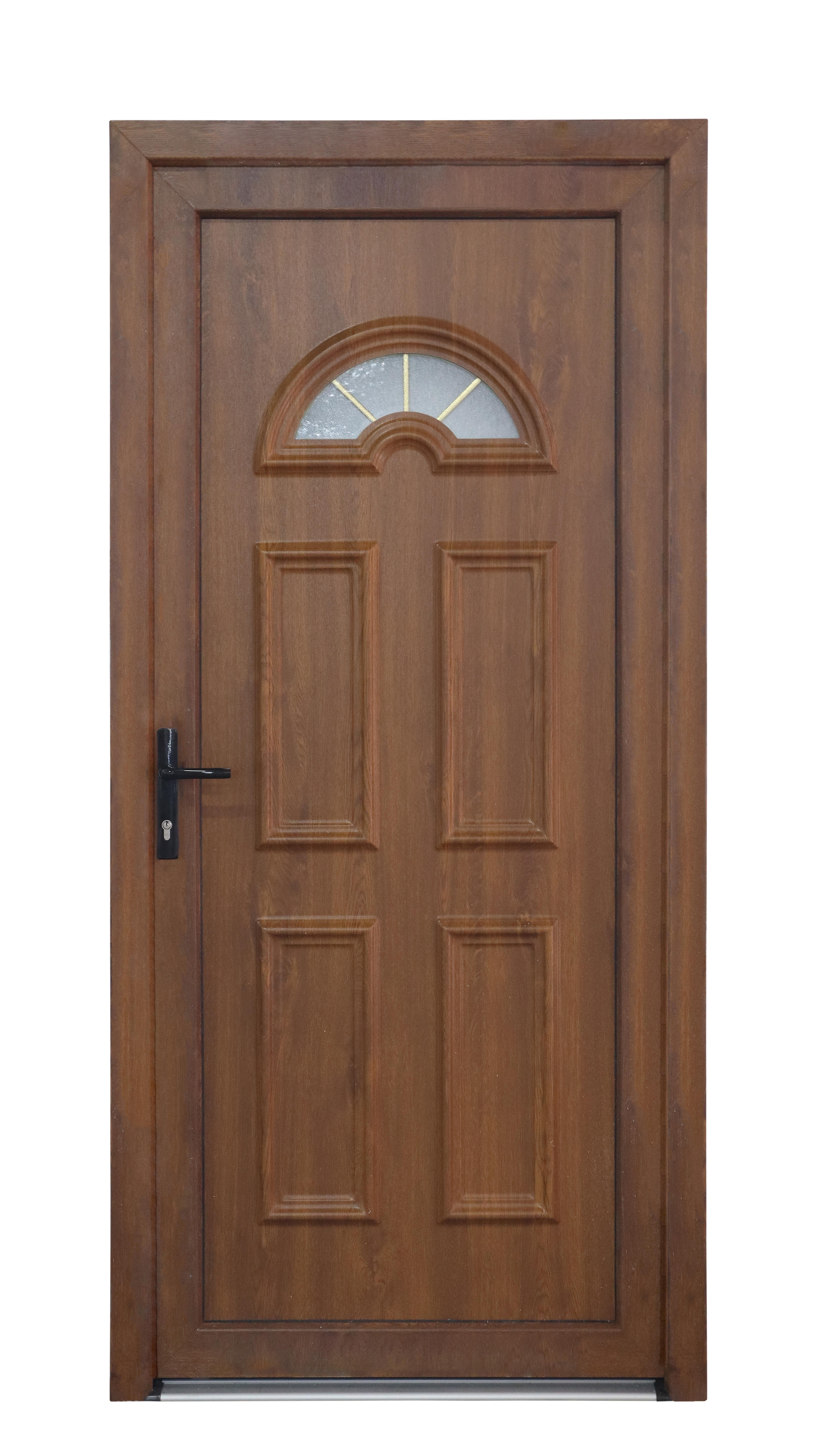 Puerta de entrada serie Basic pvc Ibiza diseño rústico color roble oscuro apertura derecha 208x98cm - 14