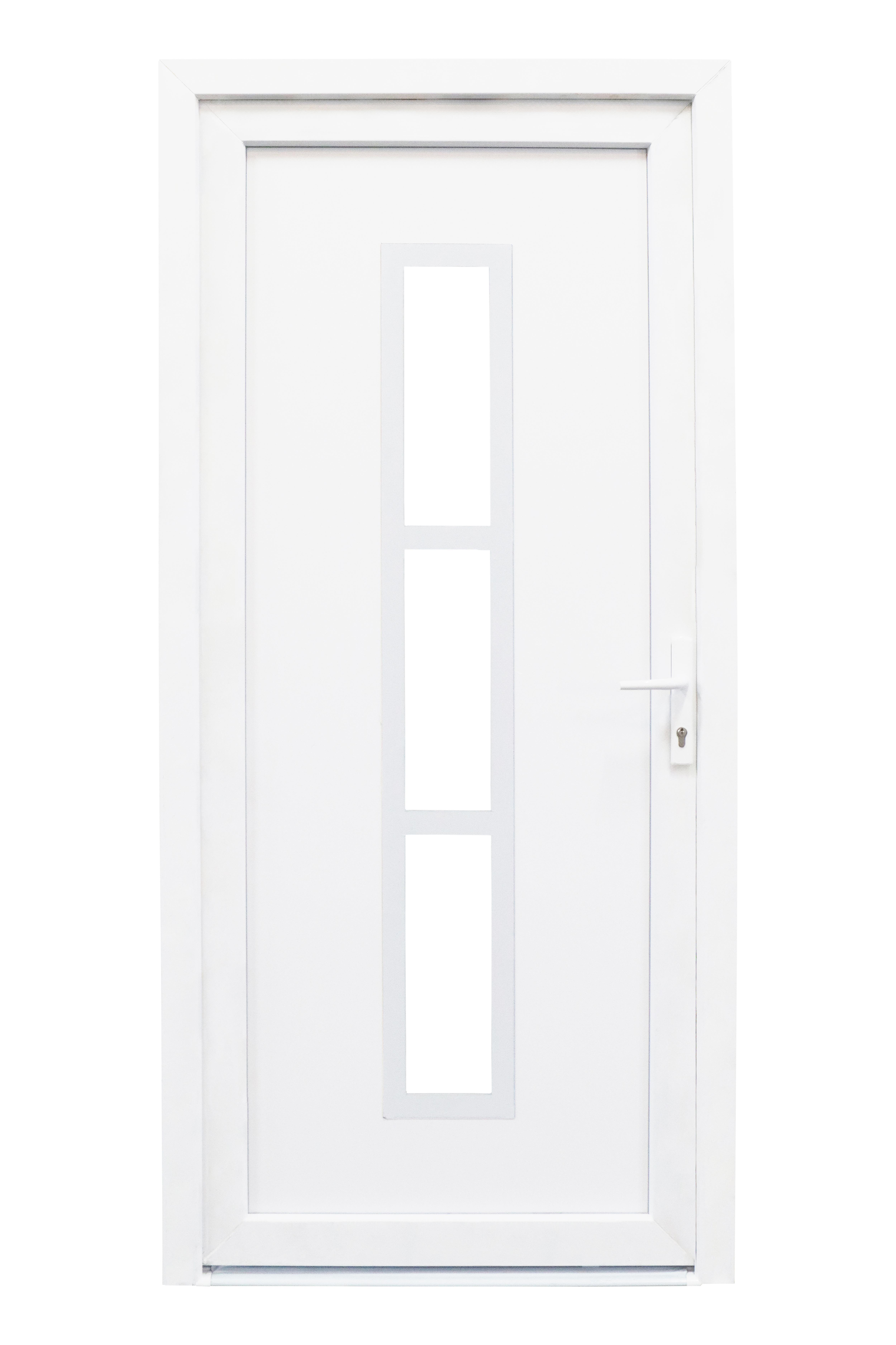 Puerta de entrada serie Basic pvc Alabama diseño rústico color blanco apertura izquierda 208x98cm - 3