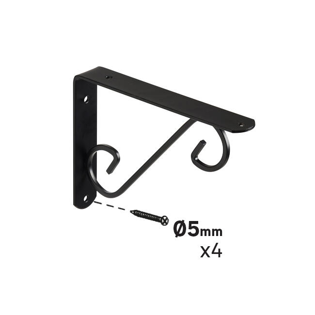 Suporte para prateleira decorativo preto 20x15 cm 30 kg Volute - 3