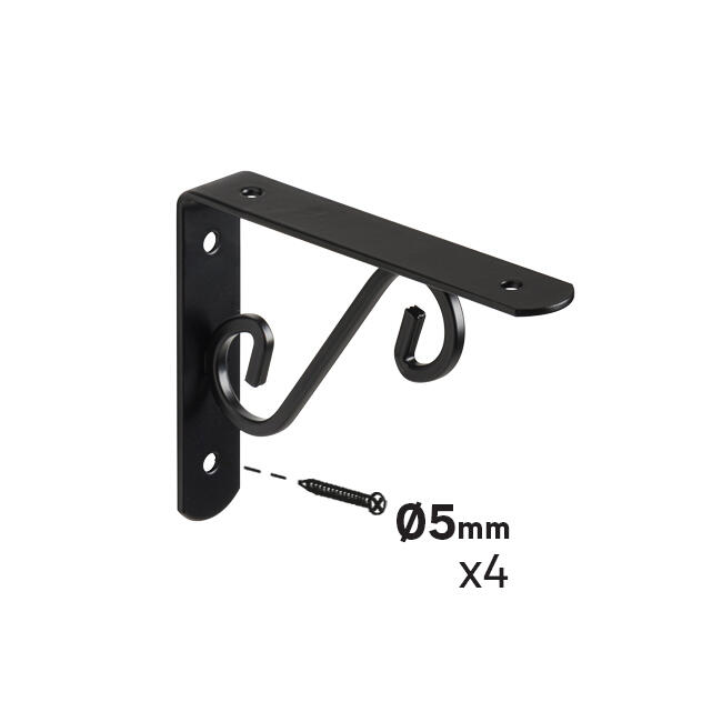 Suporte para prateleira decorativo preto 10x14 cm 25 kg Volute - 3