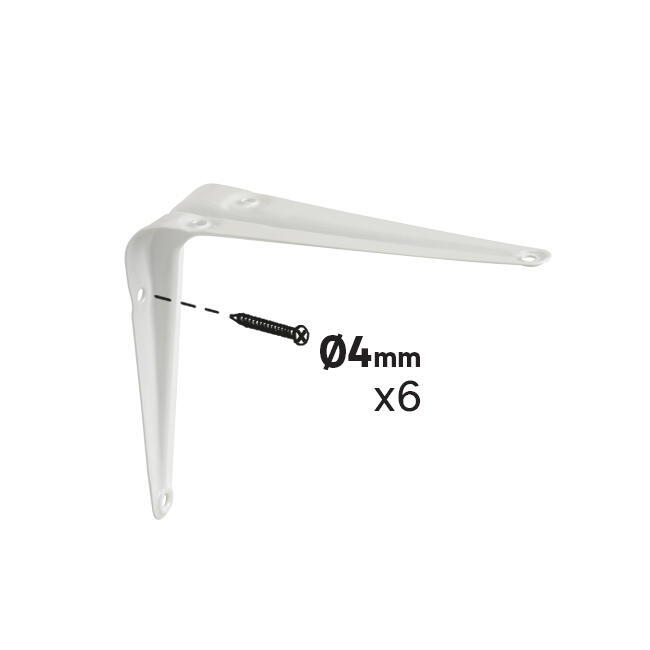 Equerre de fixation murale acier peint blanc, H.12.5 x P.10 cm - 3