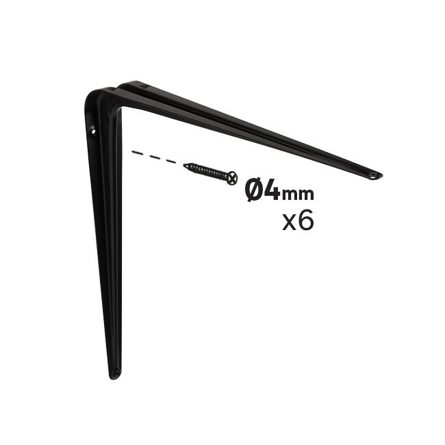 Equerre de fixation murale acier peint noir, H.40 x P.35 cm - 3