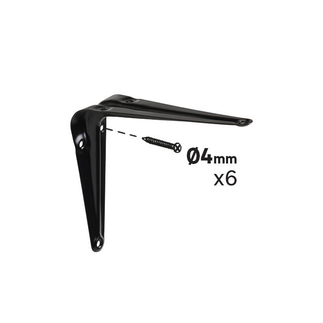 Equerre de fixation murale acier peint noir, H.12.5 x P.10 cm - 3