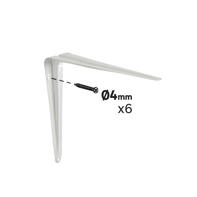 Equerre de fixation murale acier peint blanc, H.25 x P.20 cm - 3