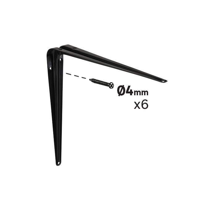 Suporte para prateleira com nervo aço preto 30x35 cm 23 kg Normo - 3