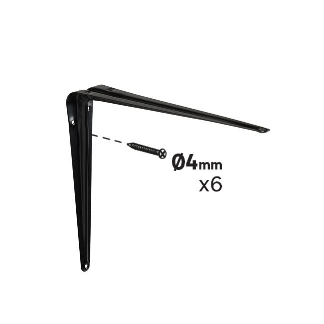 Equerre de fixation murale acier peint noir, H.30 x P.25 cm - 3