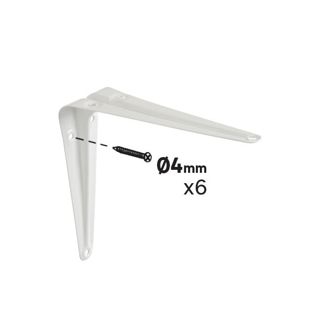 Equerre de fixation murale acier peint blanc, H.15 x P.12.5 cm - 3