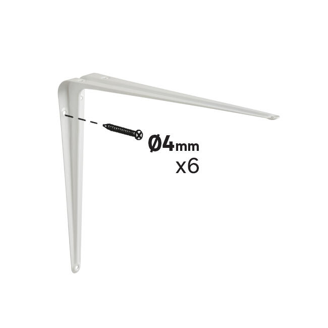 Equerre de fixation murale acier peint blanc, H.30 x P.25 cm - 3