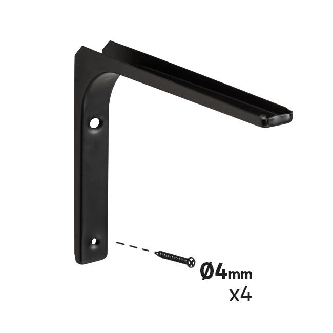 Equerre de fixation murale acier peint noir, H.20 x P.25 cm - 3