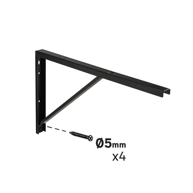 Suporte para prateleira reforçado aço preto 30x50 cm 70 kg Forta - 3