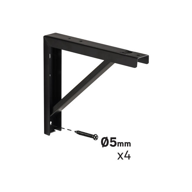 Suporte para prateleira reforçado aço preto 18x20 cm 60 kg Forta - 3