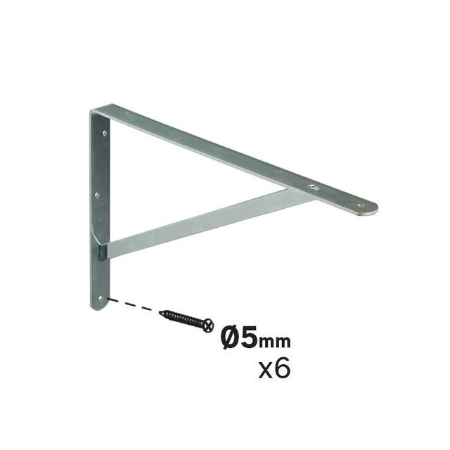 Equerre pour étagères en acier zingué 40 x 26,8 cm gris/argent