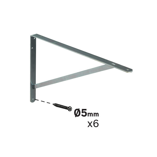 Suporte para prateleira reforçado aço cinza 32,3x50 cm 70 kg Dolmen - 3