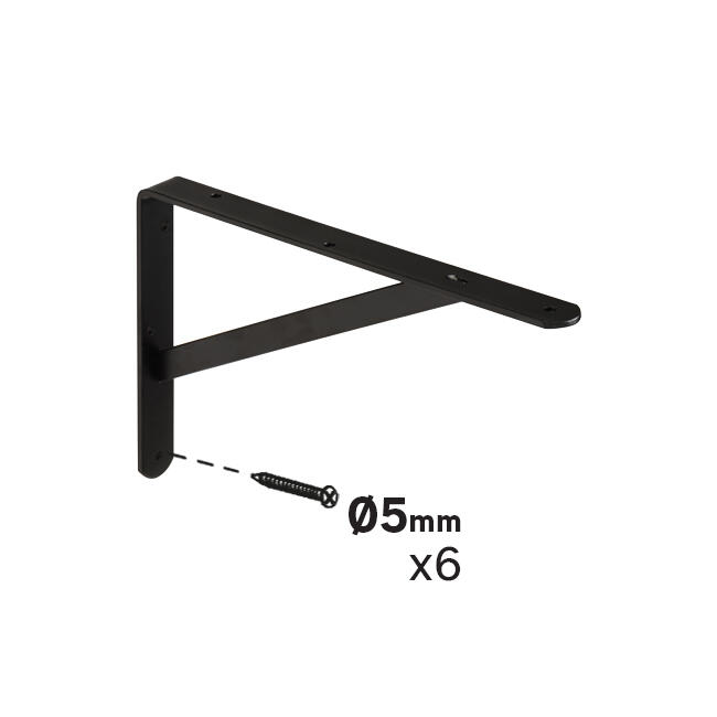 Suporte para prateleira reforçado aço preto 20x30 cm 45 kg Dolmen - 4