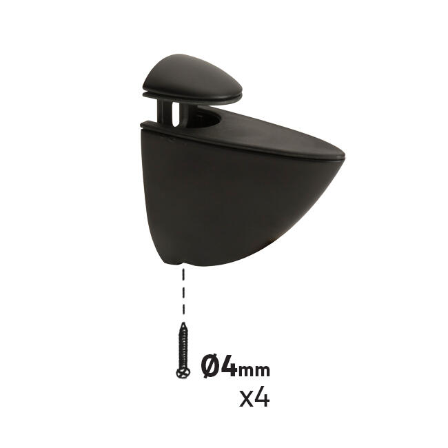 Lot de 2 clips pour tablette bois 3-22mm noir - 3