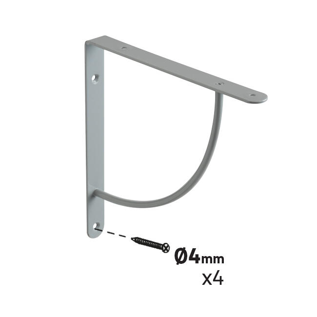 Equerre Bi bop acier peint gris, H.23 x P.23 cm - 3