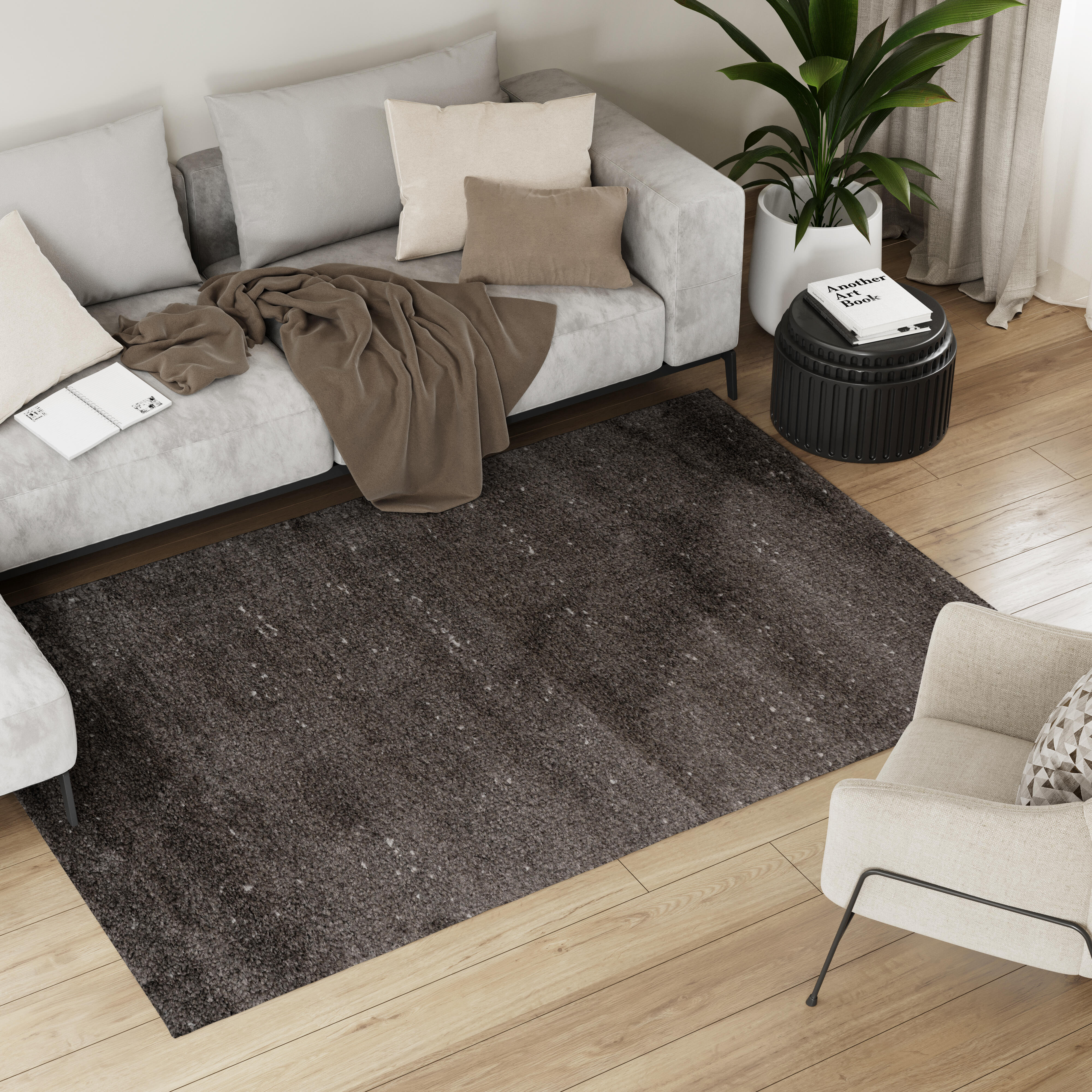 Alfombra polipropileno Moon 120x170cm tejido plano  liso gris antracita - 2