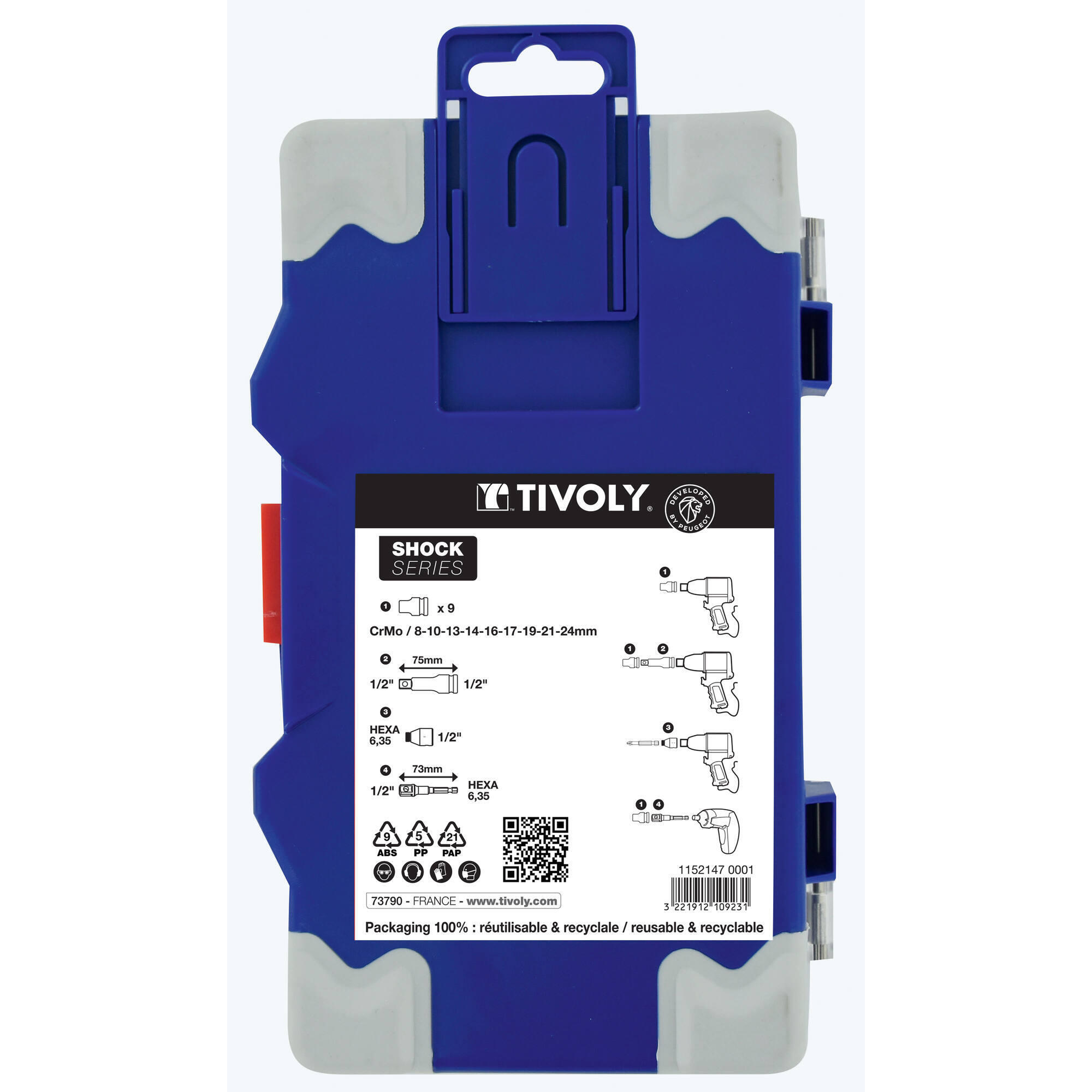 Coffret de douilles à choc series 12 pièces, Diam.8 à 24 mm TIVOLY - 5