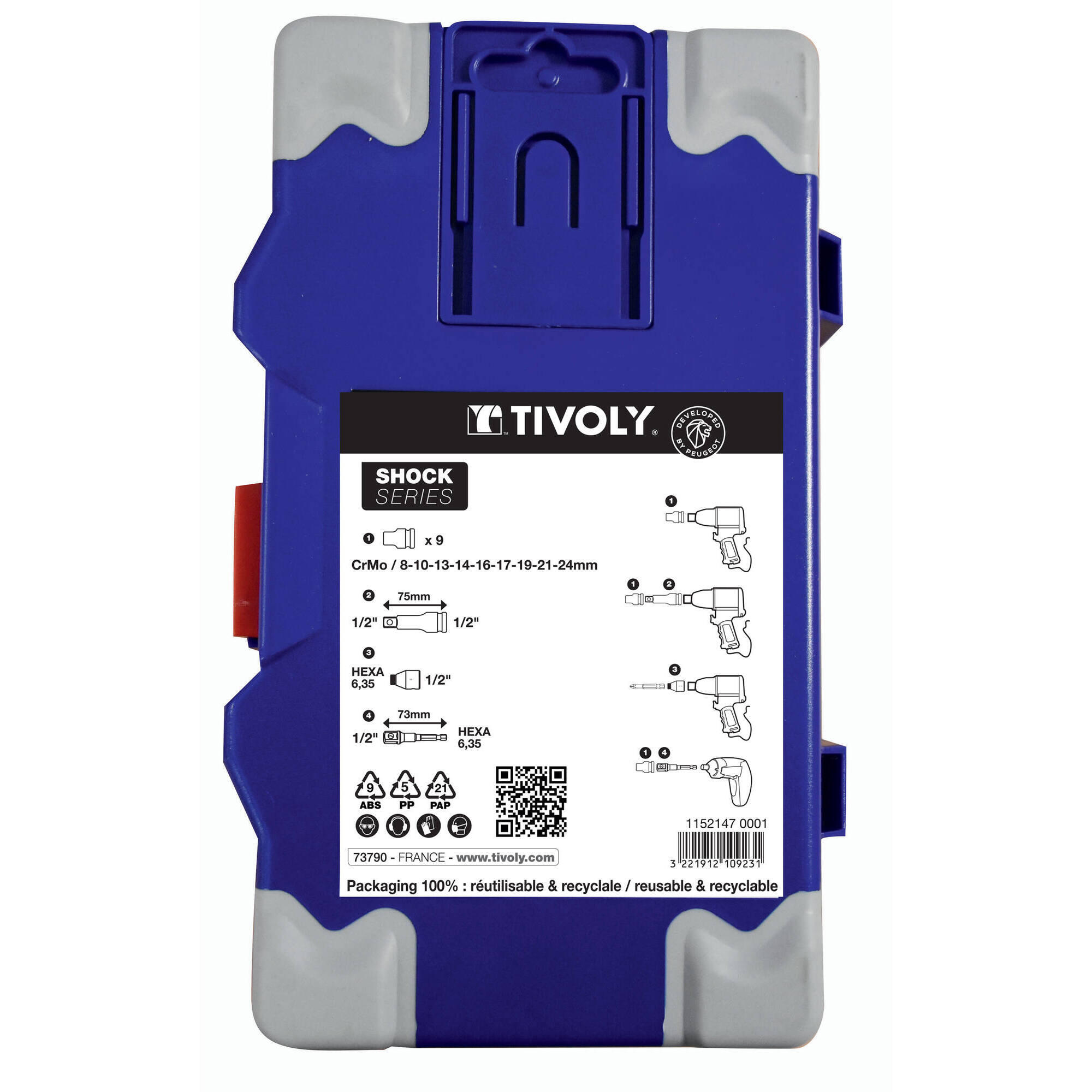 Coffret de douilles à choc series 12 pièces, Diam.8 à 24 mm TIVOLY - 6