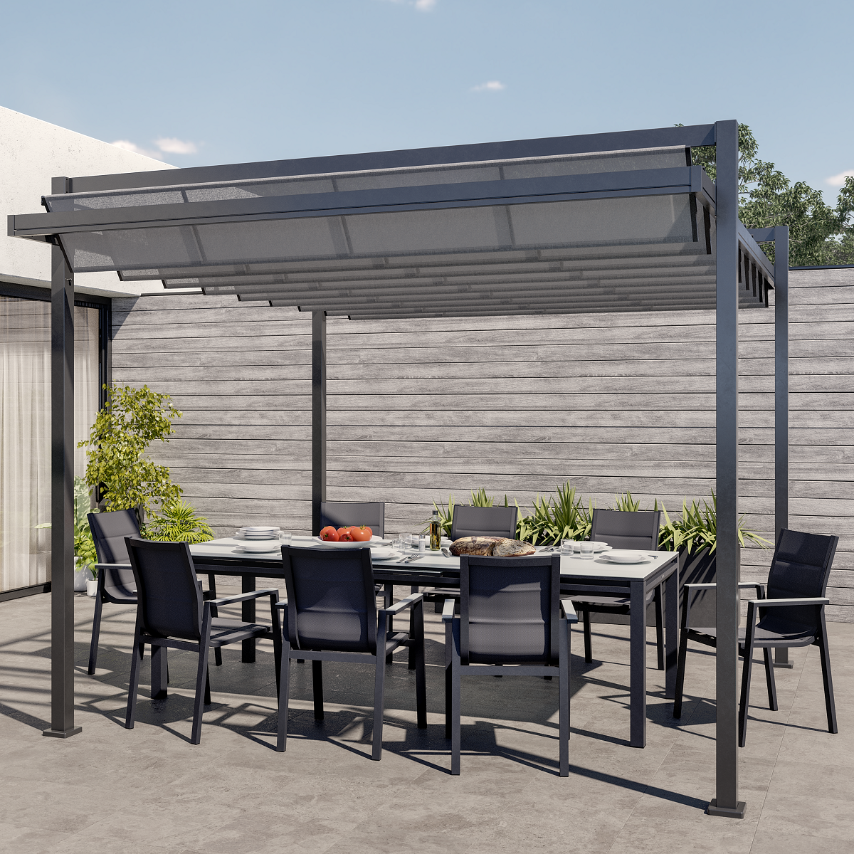 Mesa de alumínio NATERIAL ODYSSEA II EASY VIDRO 256/320X100CM ANTRACITE - 20