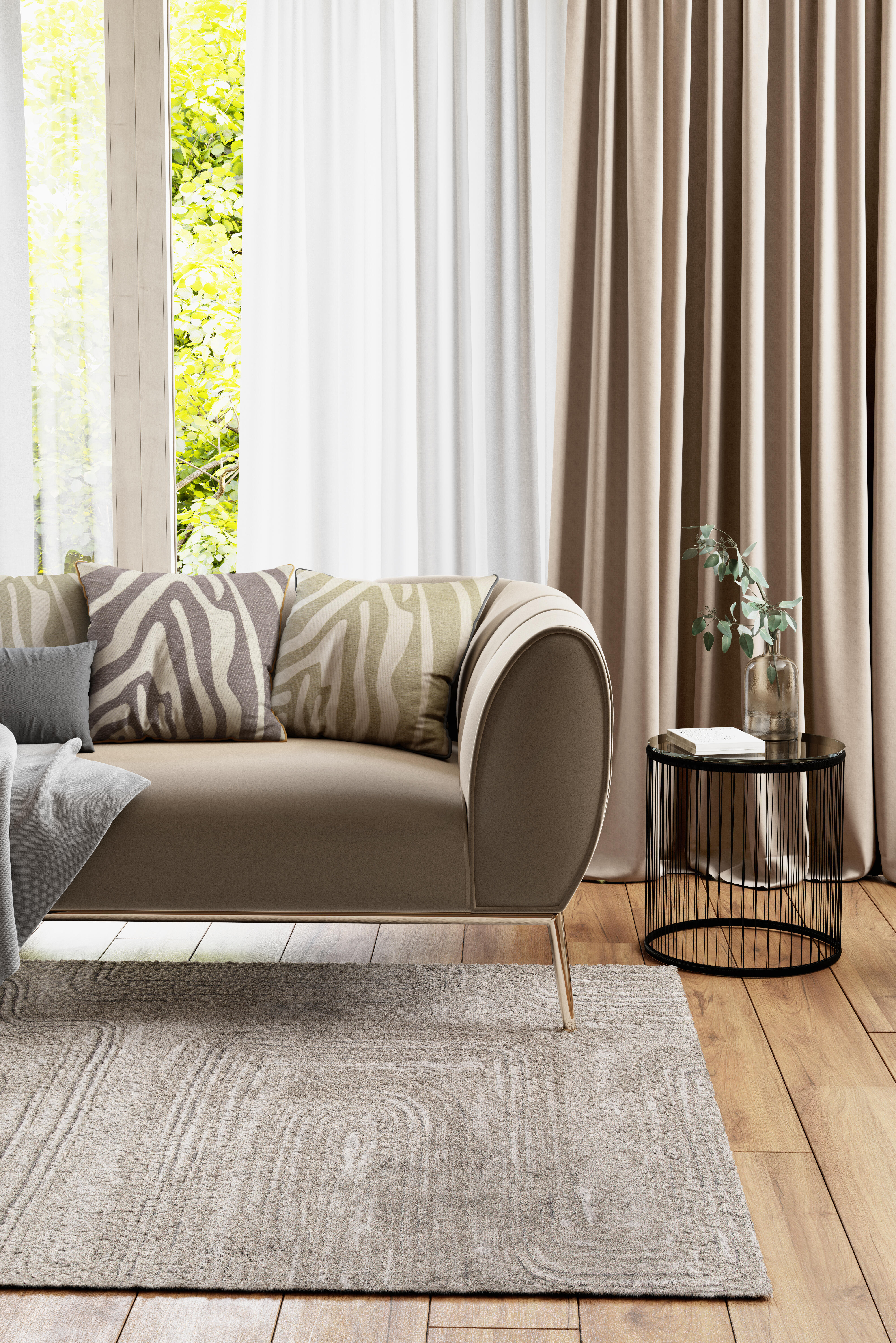 Cortinado ilhós Raspberry 140x280cm bege 6 Inspire - 9