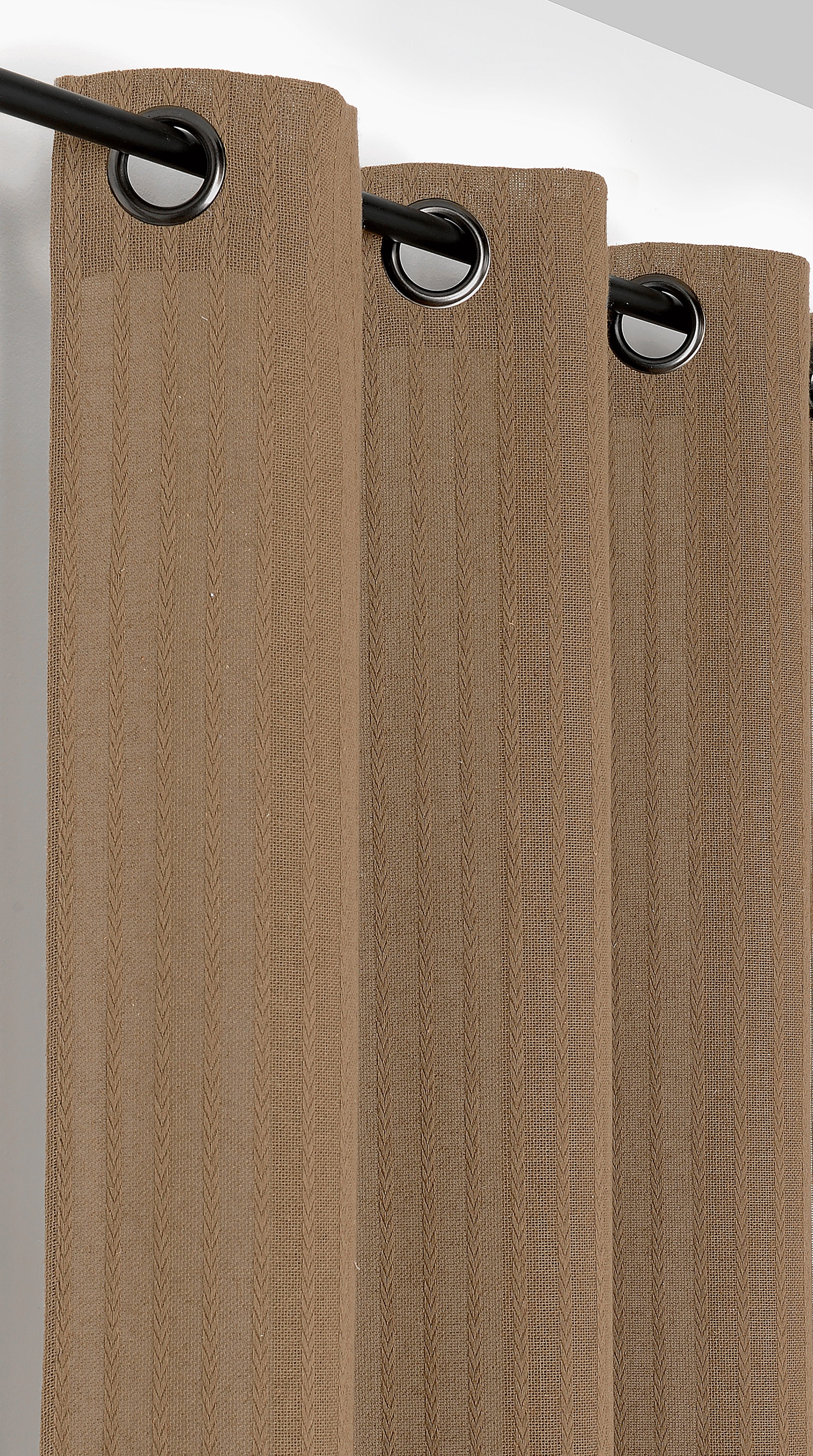 Rideau tamisant, Tresse, coton, marron H.275 x l.140 cm | Leroy Merlin