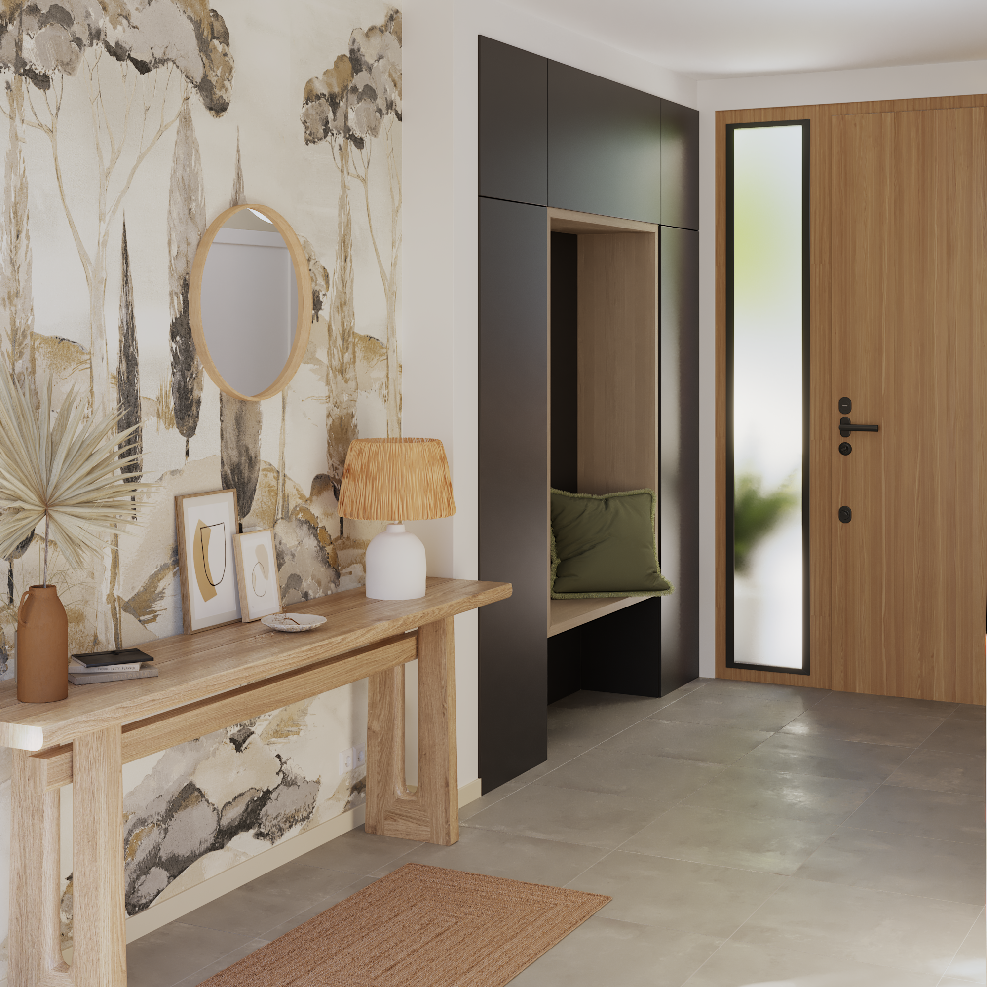 Lustro okrągłe Nordik Frene brązowe śr. 60 cm w drewnianej ramie Inspire - 11