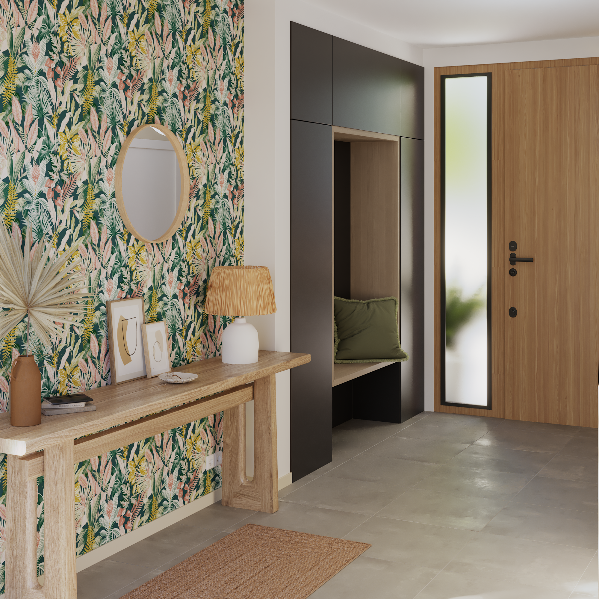 Lustro okrągłe Nordik Frene brązowe śr. 60 cm w drewnianej ramie Inspire - 10