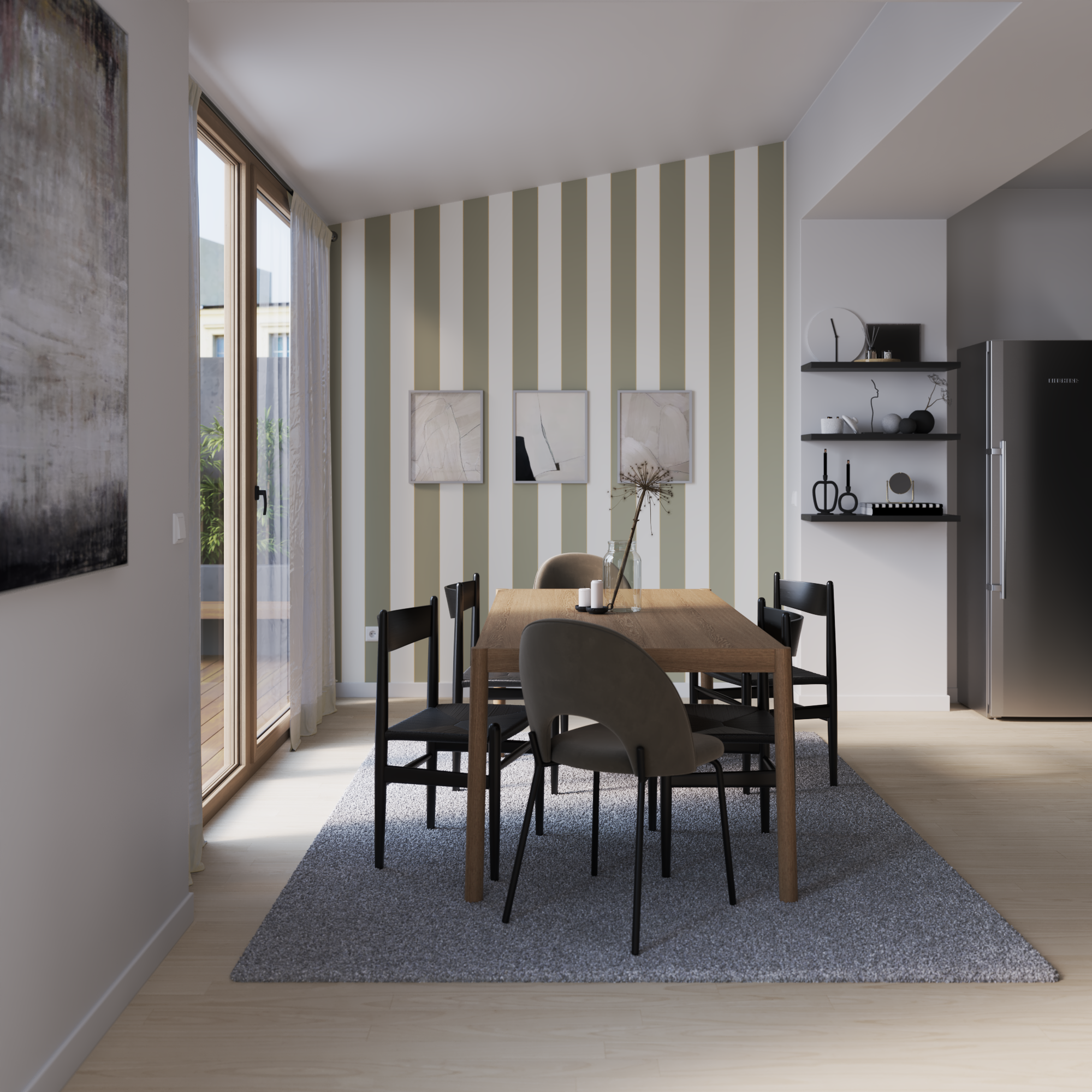 Papier peint intissé Rayure linéa INSPIRE vert céladon - 5