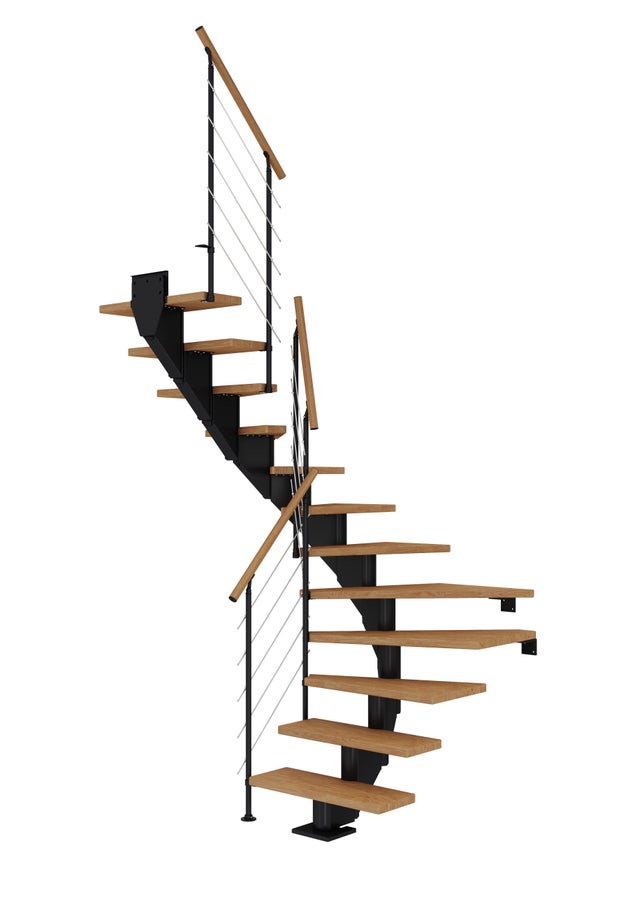 Escalier 1/2 tour bas acier noir 13 marches chêne huilé, Hamburg style6