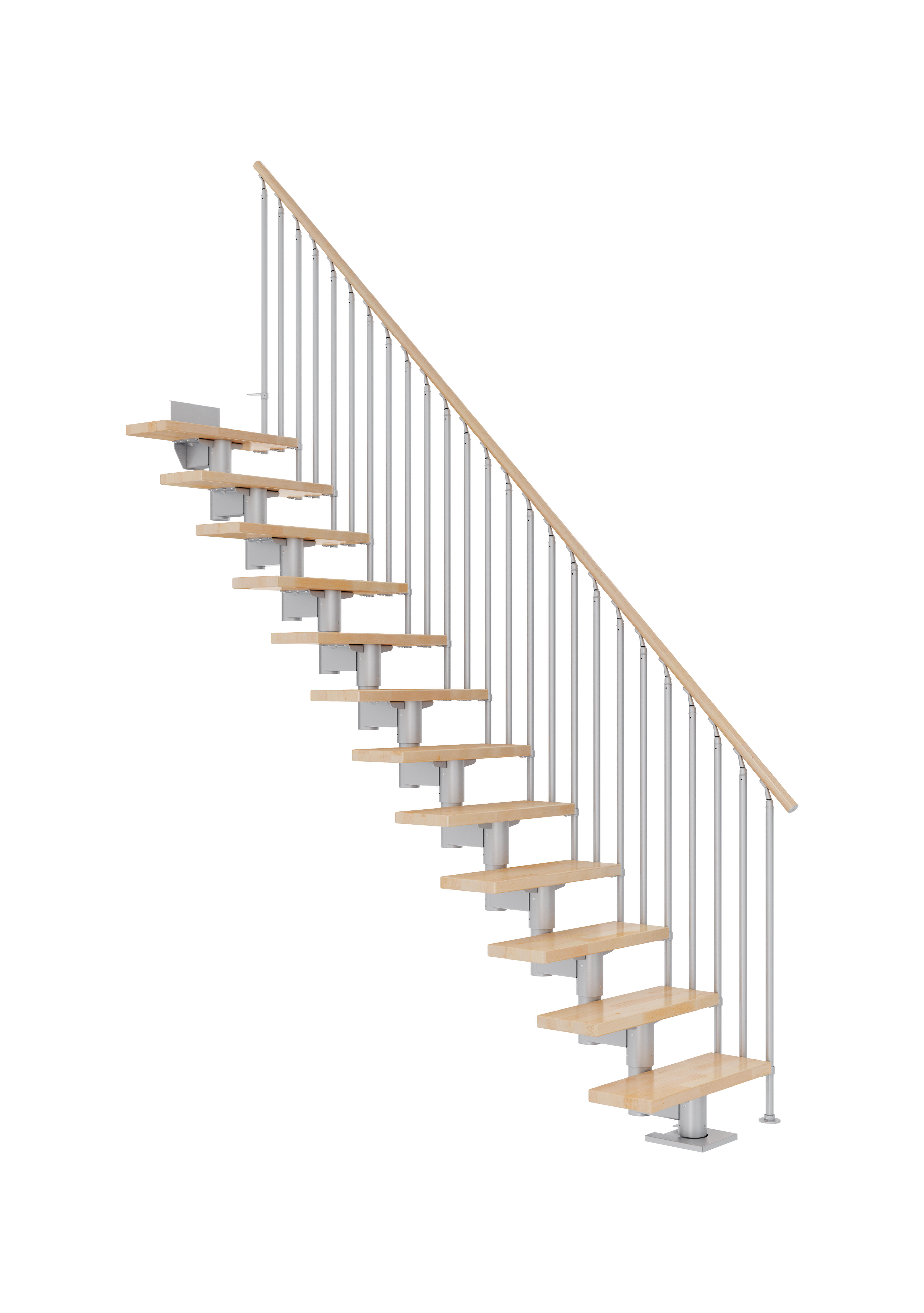 Escalier droit acier gris 15 marches hêtre, Cork classic3 | Leroy Merlin