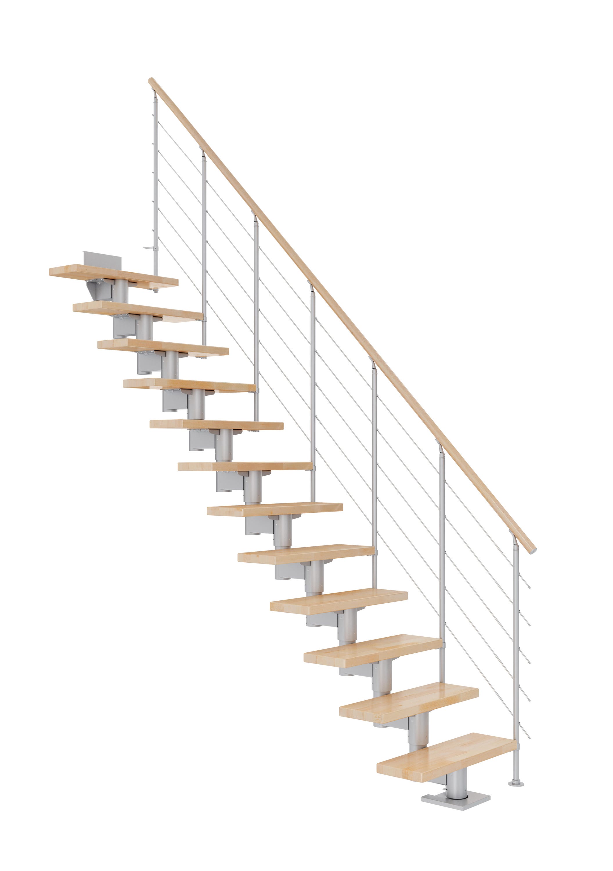 Escalier droit acier gris 14 marches hêtre, Cork style6 | Leroy Merlin