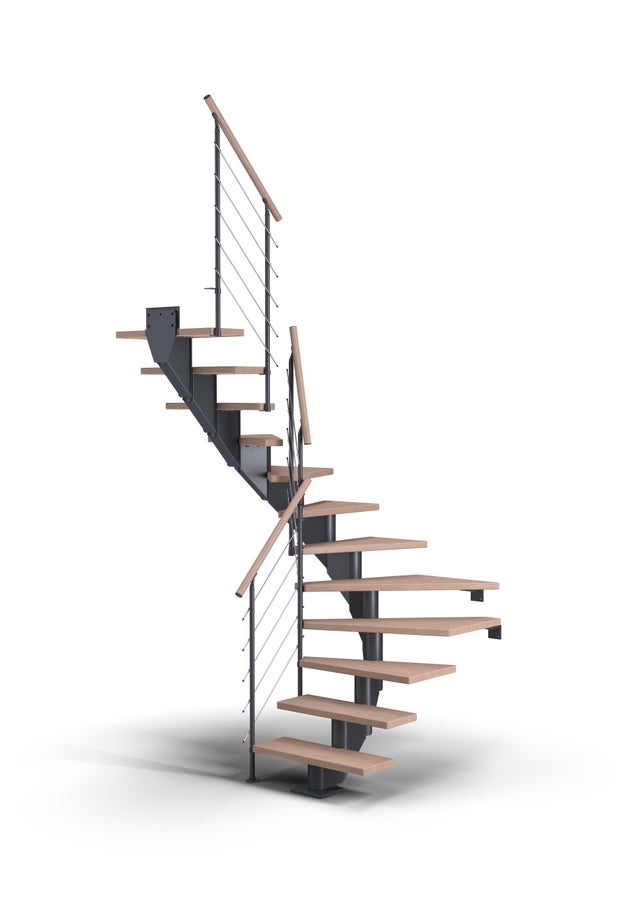 Escalier 1/2tour milieu acier gris anth 13m chêne huilé blanc, Hamburg style6