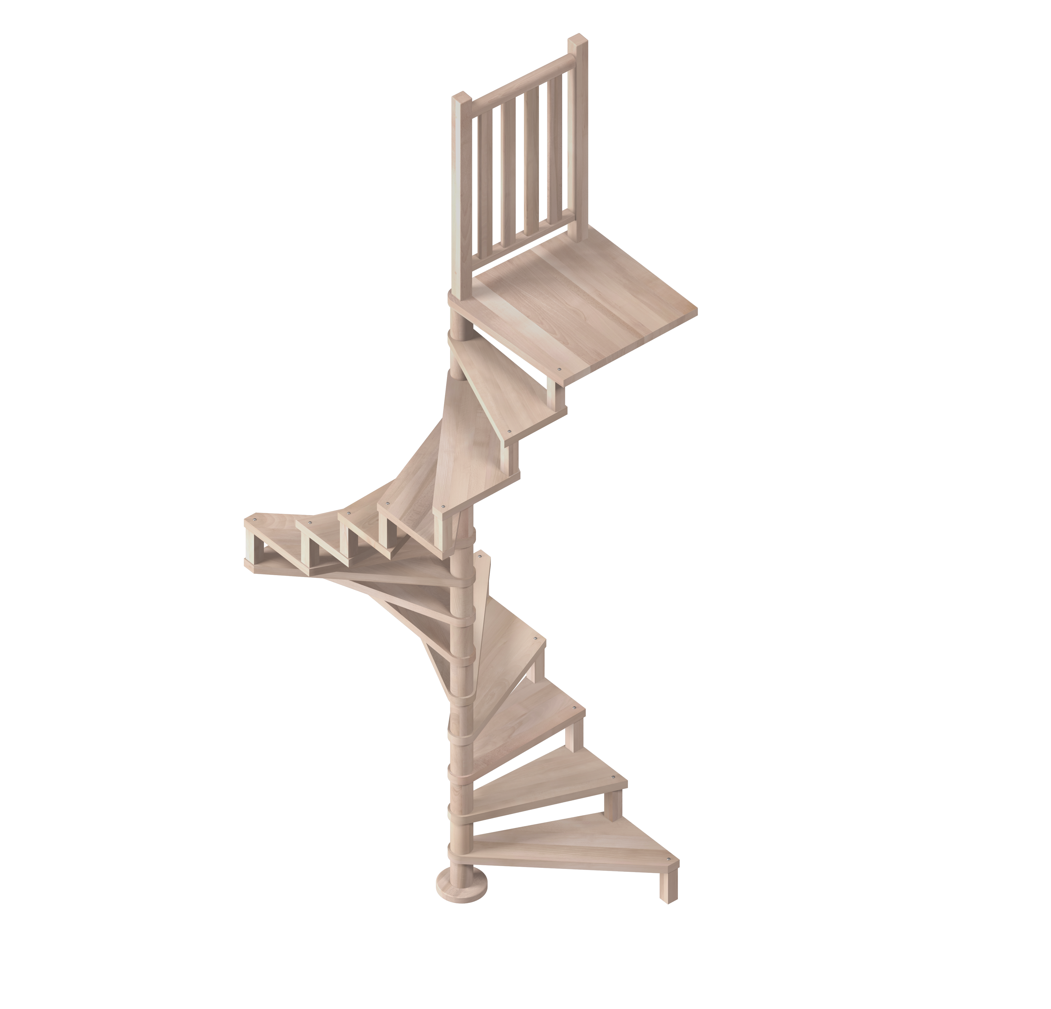 Escalier en colimaçon acier 14 marches hêtre Ø120, Square Luxe  - 3
