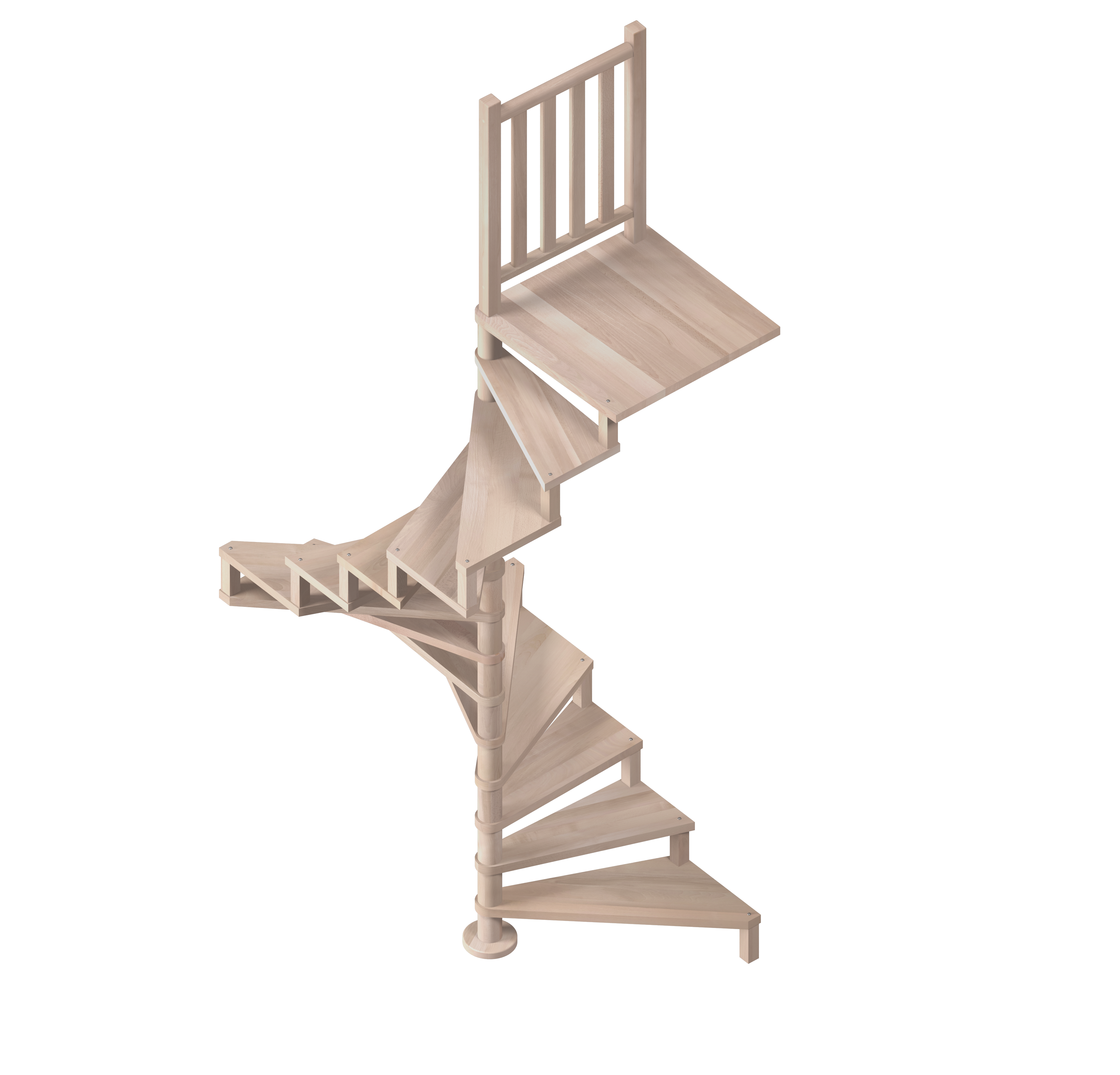 Escalier en colimaçon acier 14 marches hêtre Ø140, Square Luxe  - 2