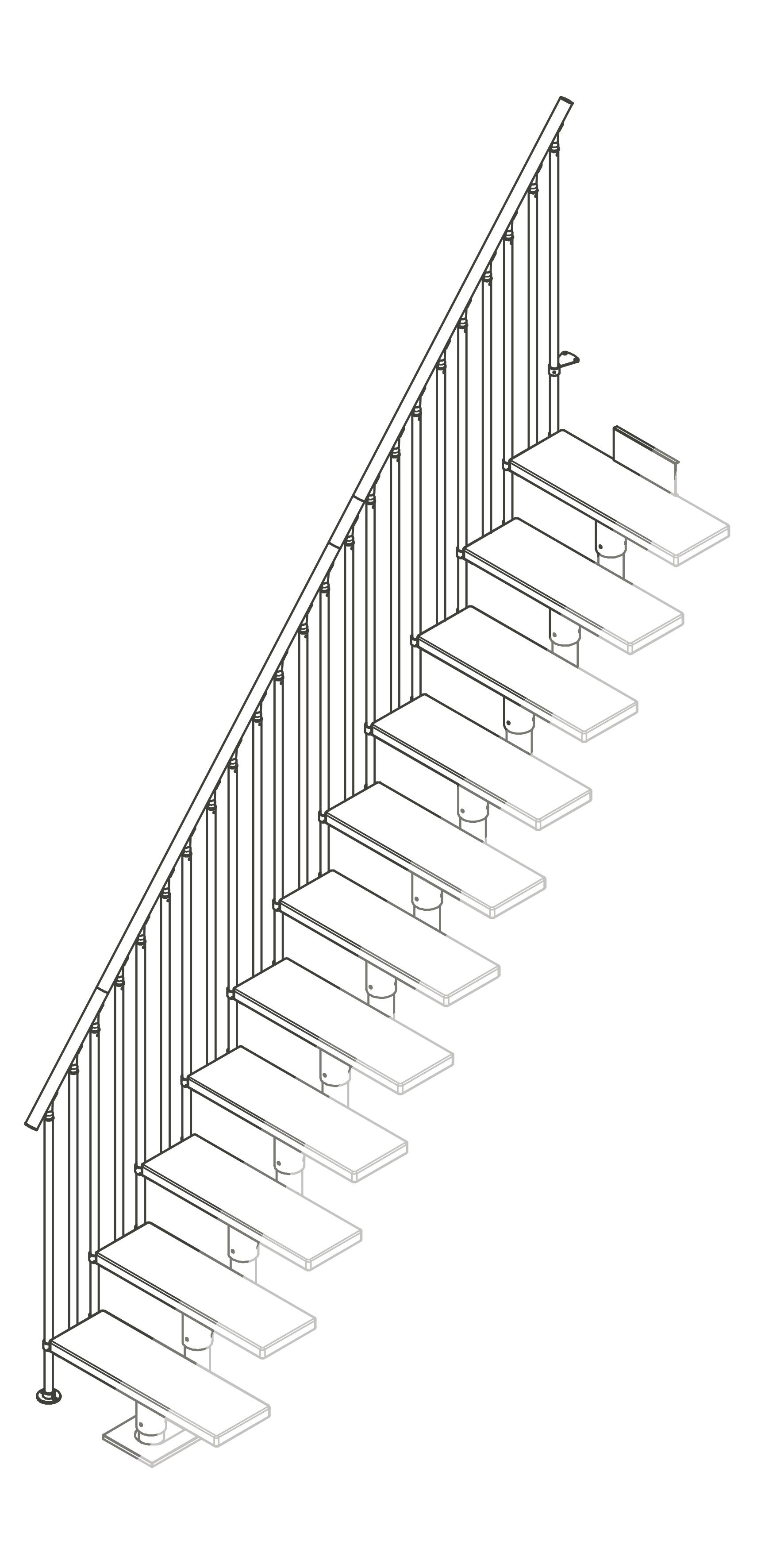 Rampe d'escalier chêne huilé blanc gris anthracite classic3 13 marches - 4