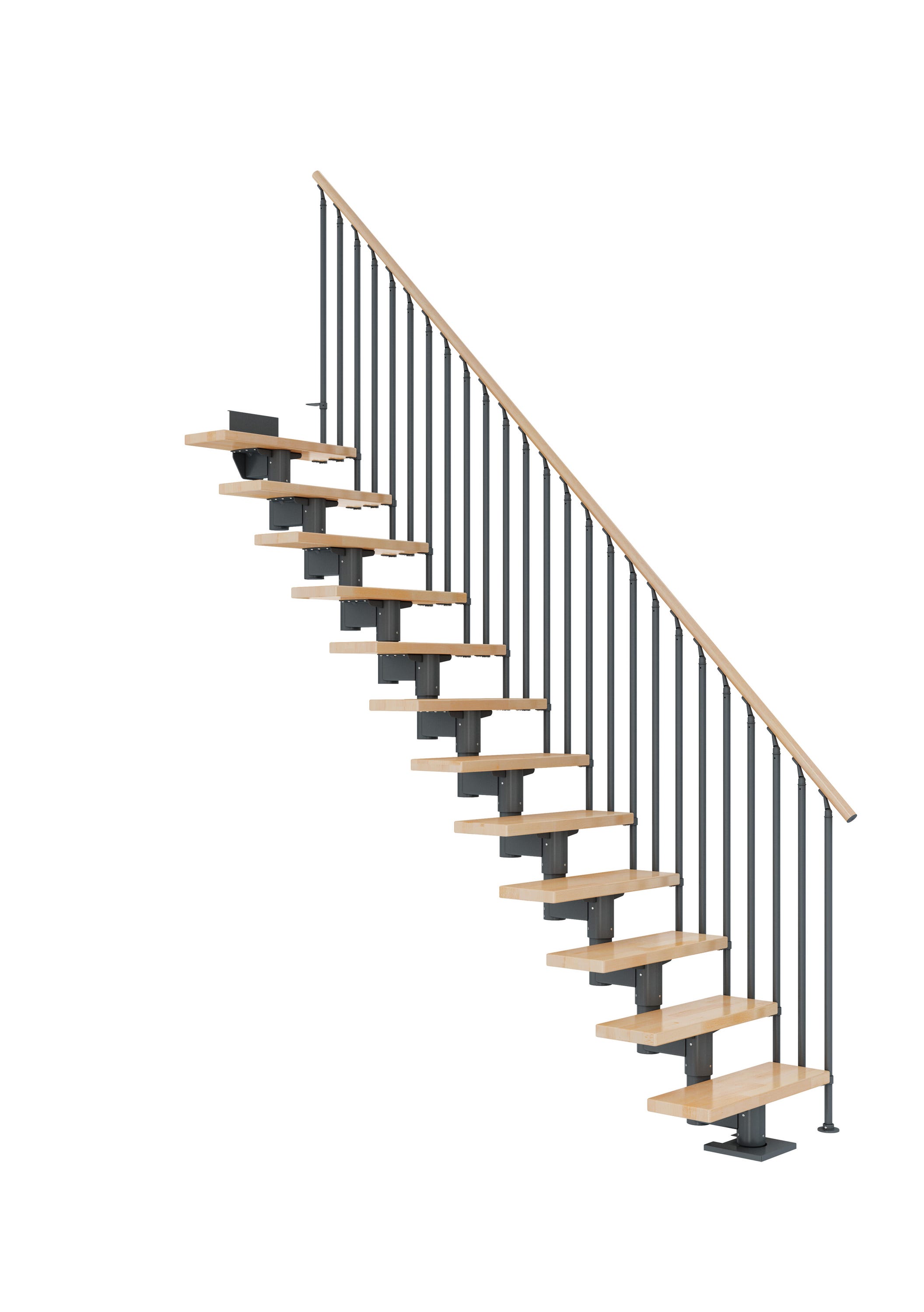 Escalier droit acier gris anthracite 11 marches hêtre, Cork classic3 ...