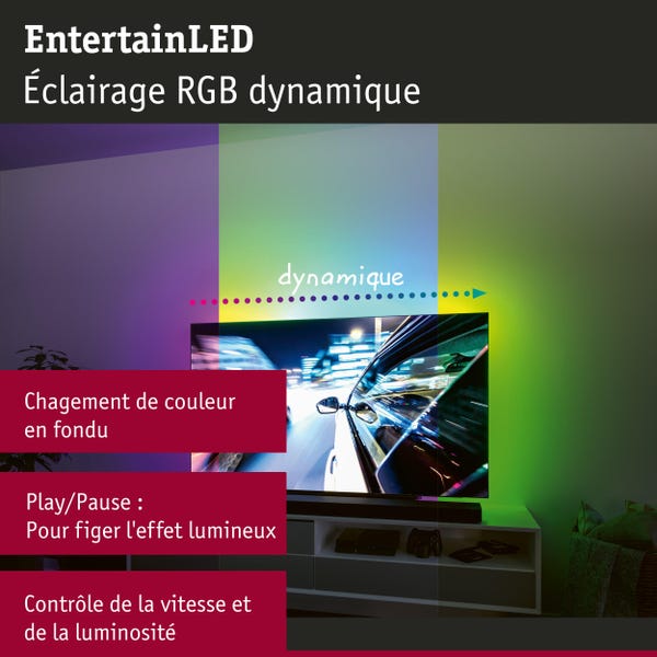 Ruban LED TV USB, 2 x 50 cm, changement de couleurs, EntertainLED