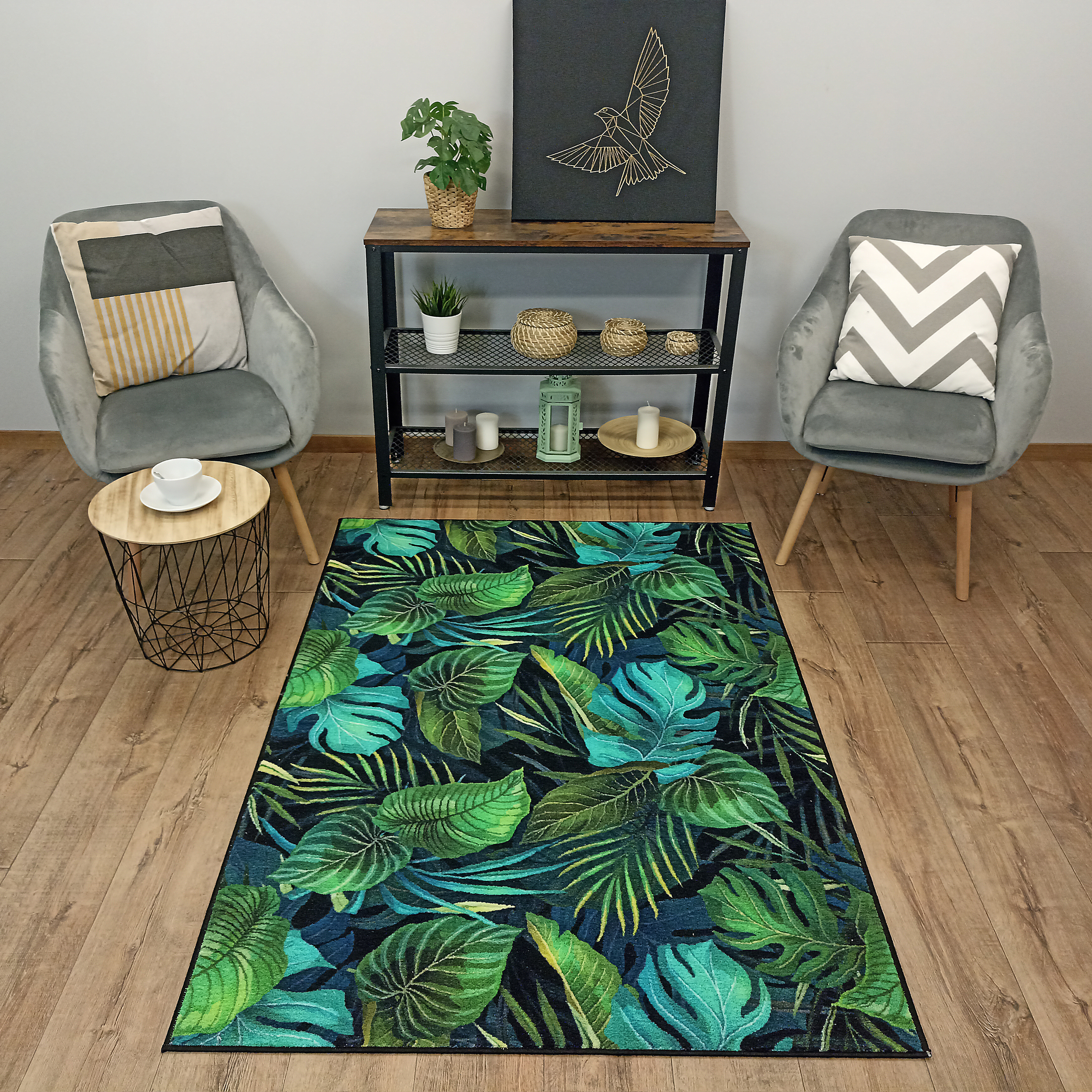 Dywan Green Monstera zielony 120 x 170 cm - Leroy Merlin