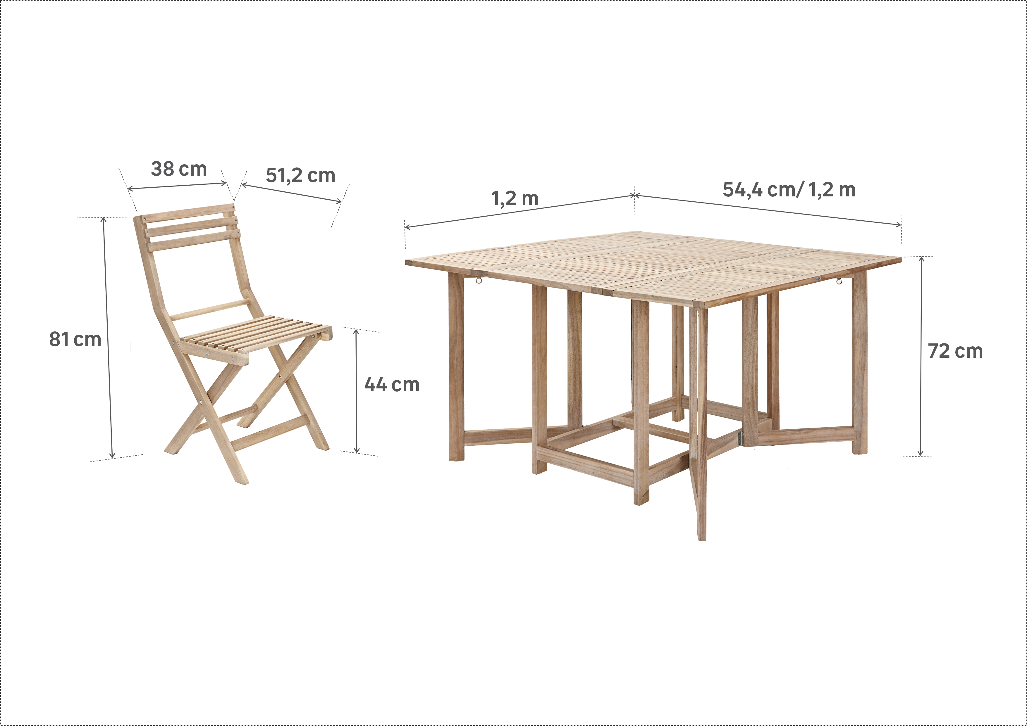 Conjunto de mueblancoes de jardín de acacia para 4 comensales - 3