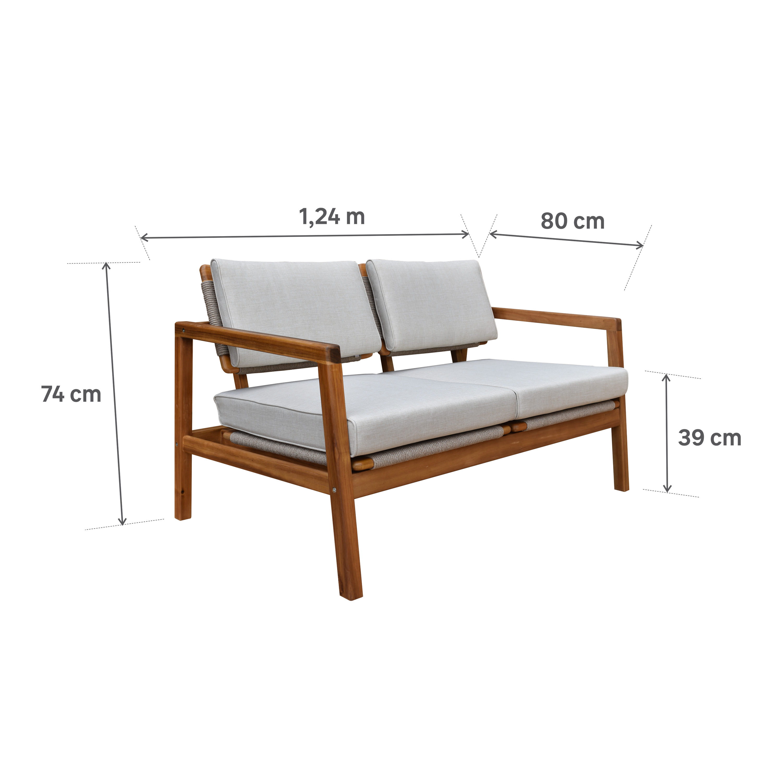 Canapé 2 personnes en acacia et corde tressée Oasis NATERIAL - 5